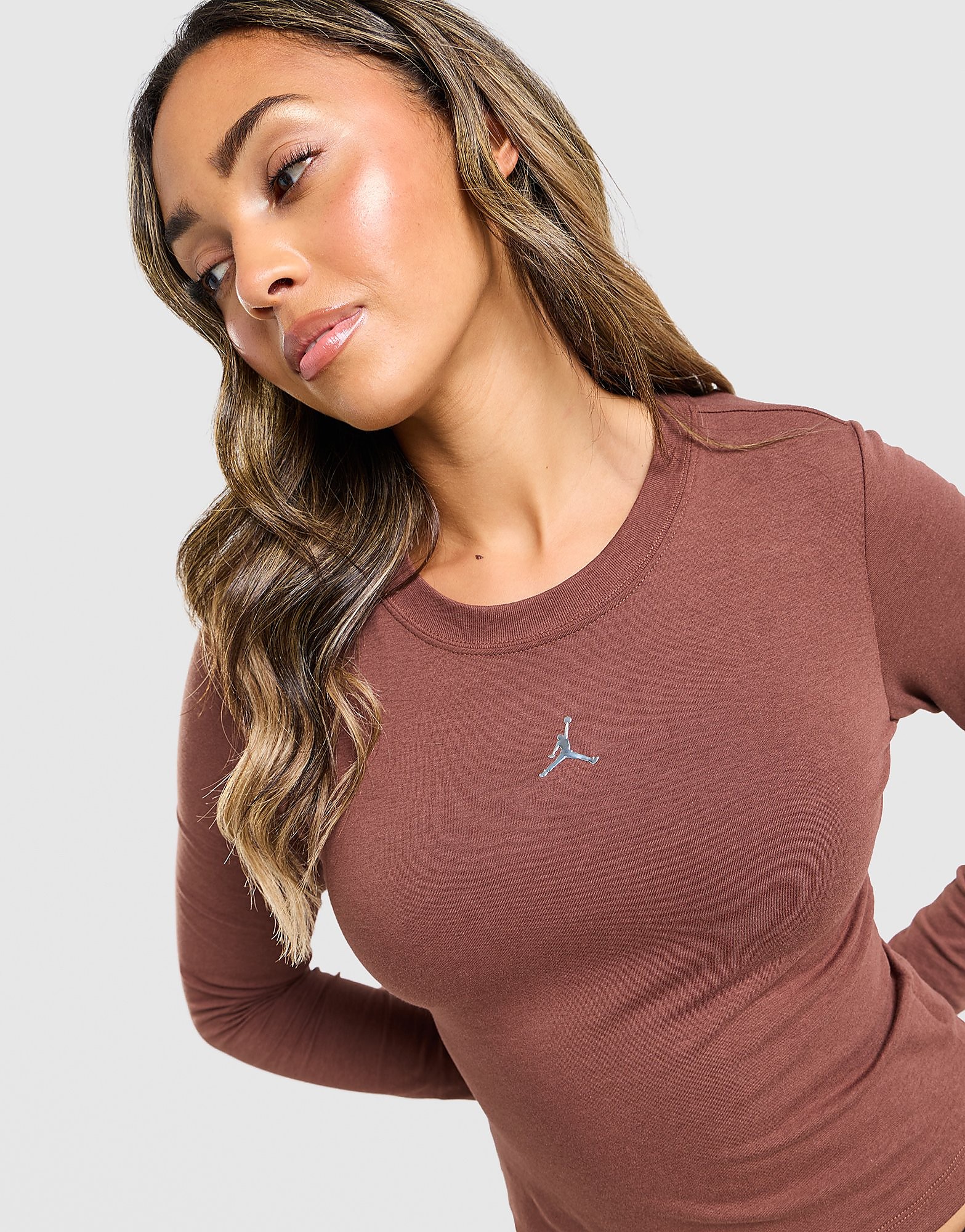 Jordan Chrome Long Sleeve T-Shirt Bruin- Dames Bruin