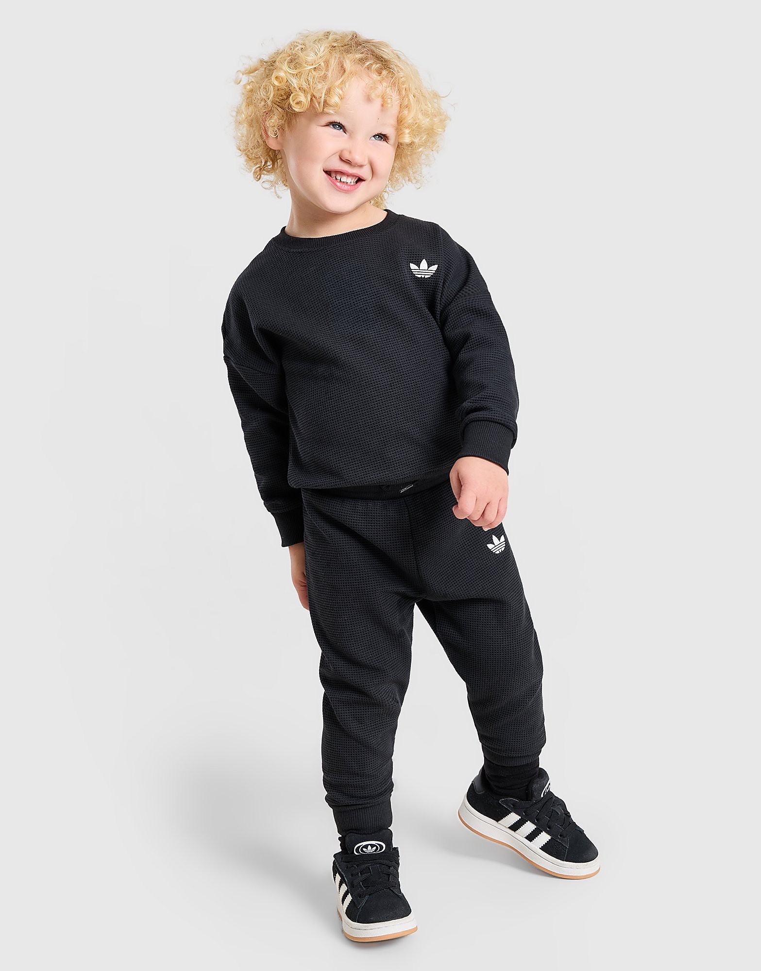 adidas Originals Waffle Crew Tracksuit Infant - Zwart - Kind, Zwart