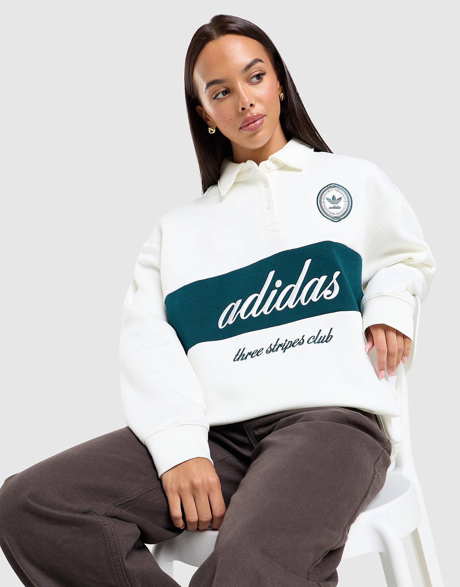 adidas Originals Panel Collar Sweatshirt - Wit- Dames, Wit