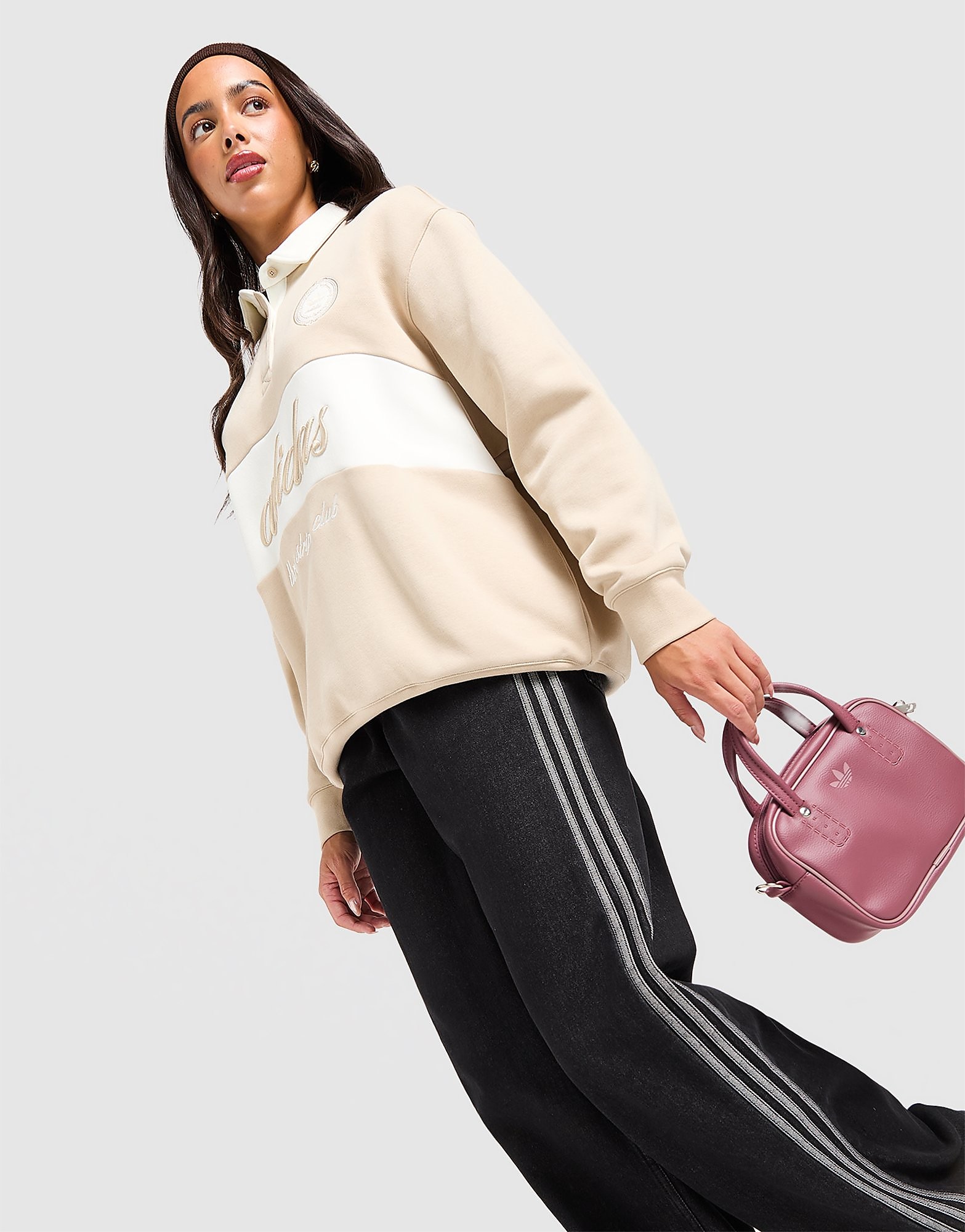 adidas Originals Panel Collar Sweatshirt - Beige- Dames, Beige