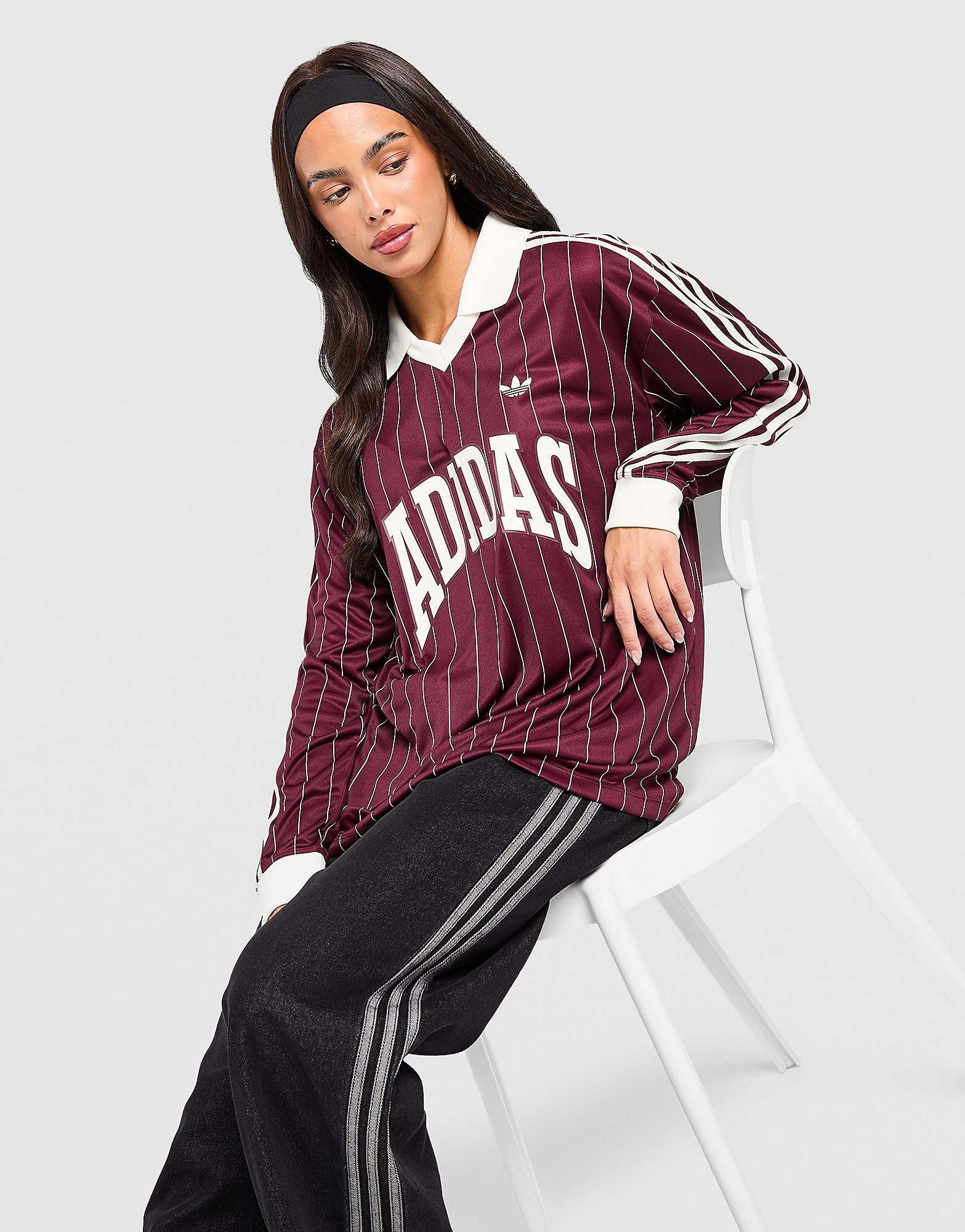 adidas Originals Pinstripe Long Sleeve Jersey - Rood- Dames, Rood