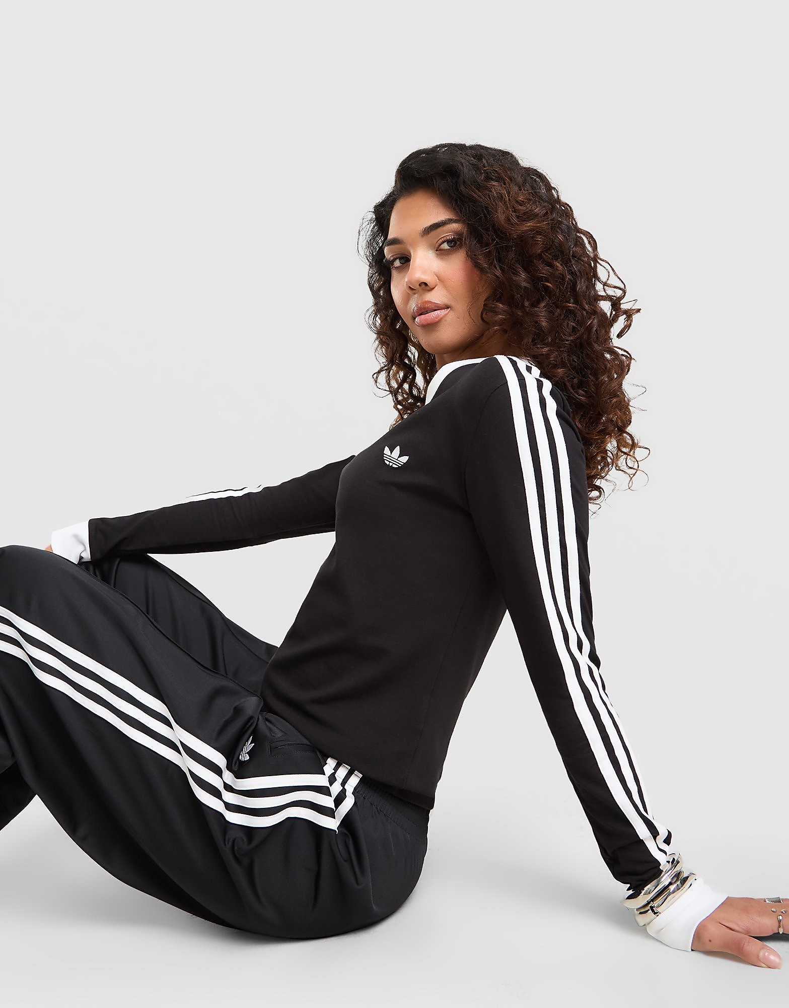 Adidas Originals 3-Stripes Long Sleeve T-Shirt Zwart- Dames Zwart