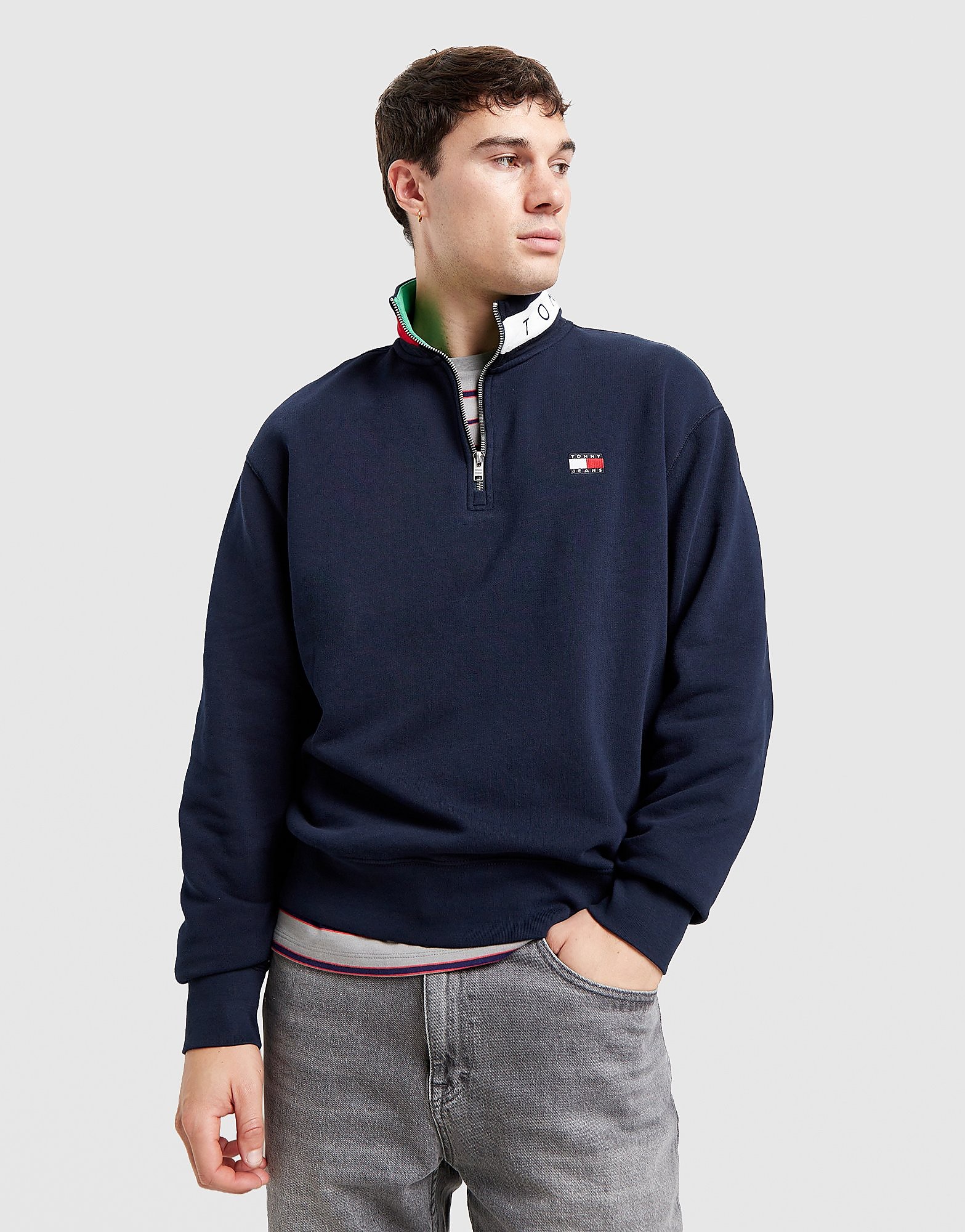 Tommy Jeans 1/4 Zip Sweatshirt - Blauw- Heren, Blauw