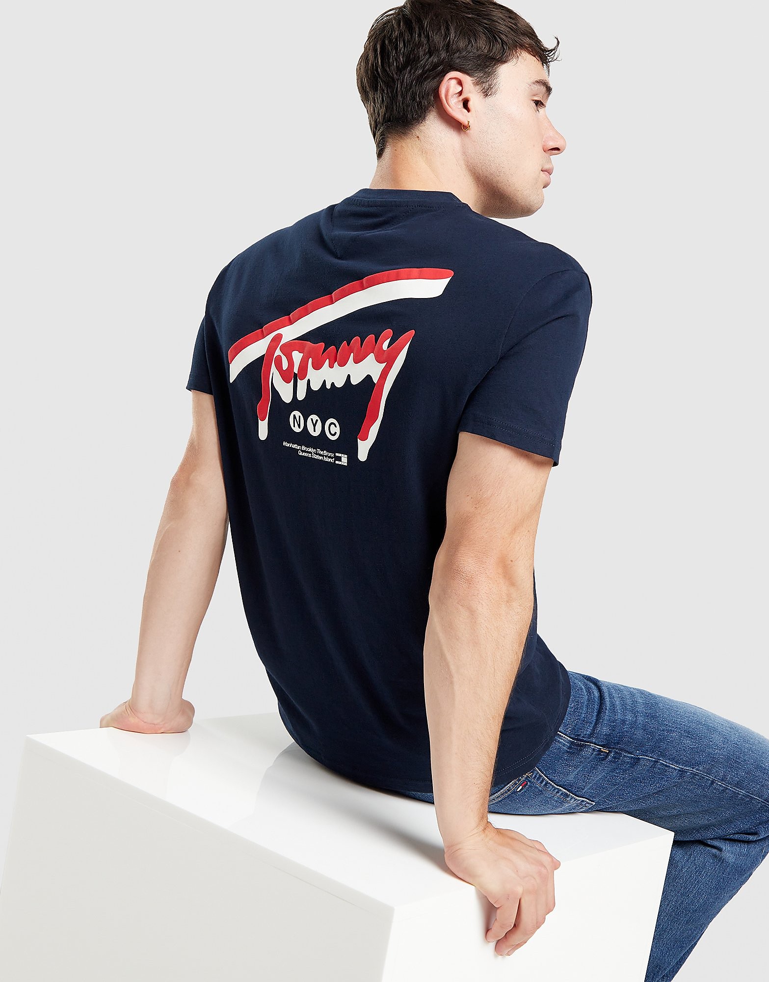 Tommy Jeans Signature Back Graphic T-Shirt - Blauw- Heren, Blauw