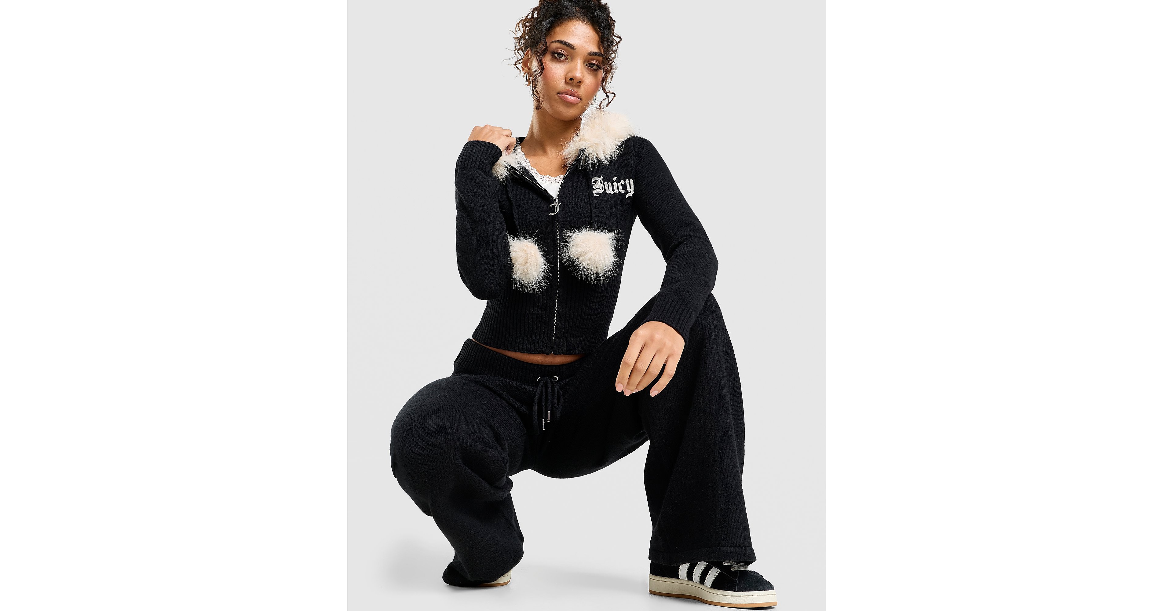 Diamante Knitted Full Zip Hoodie
