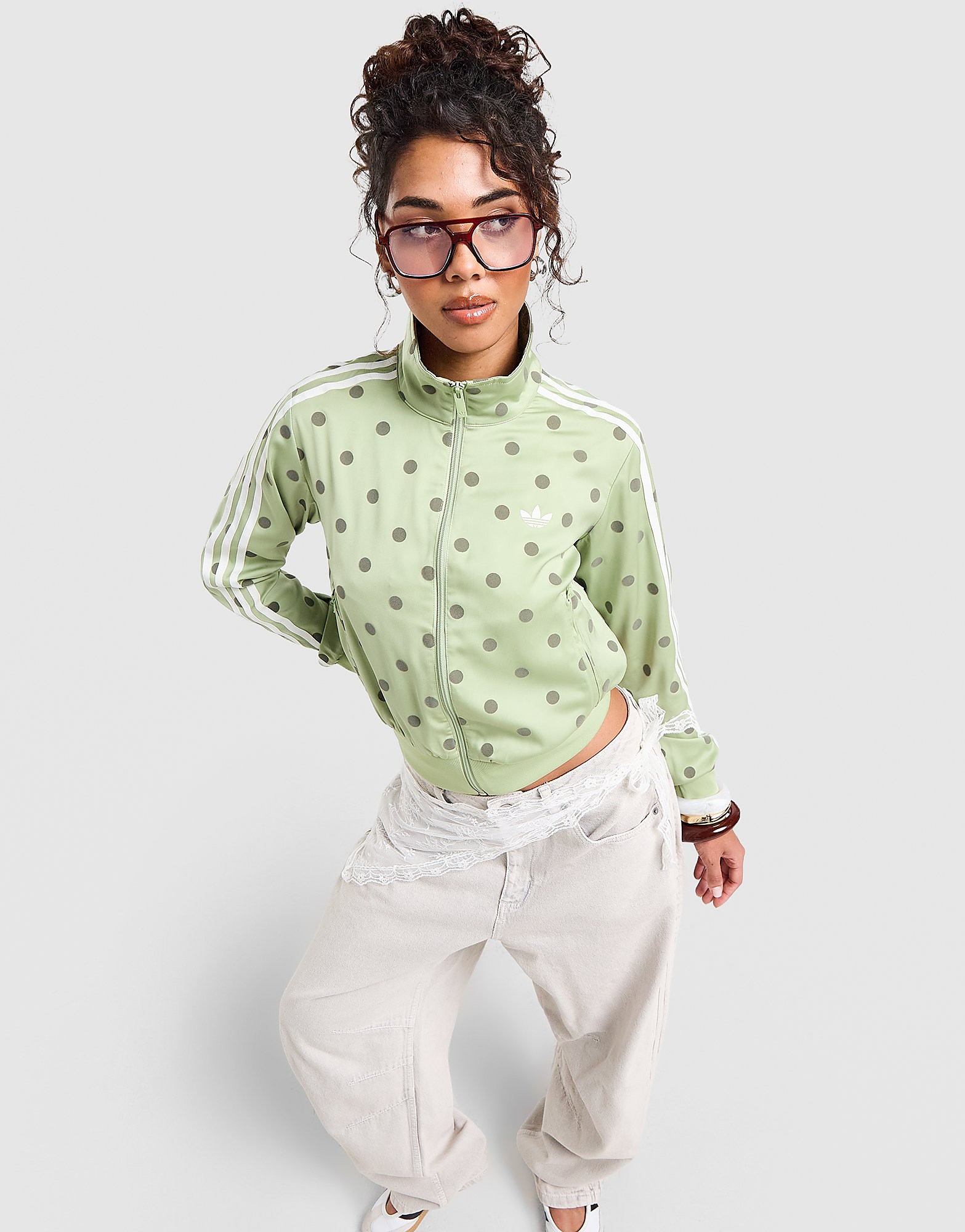 adidas Originals Polka Dot Firebird Track Top - Groen- Dames, Groen M