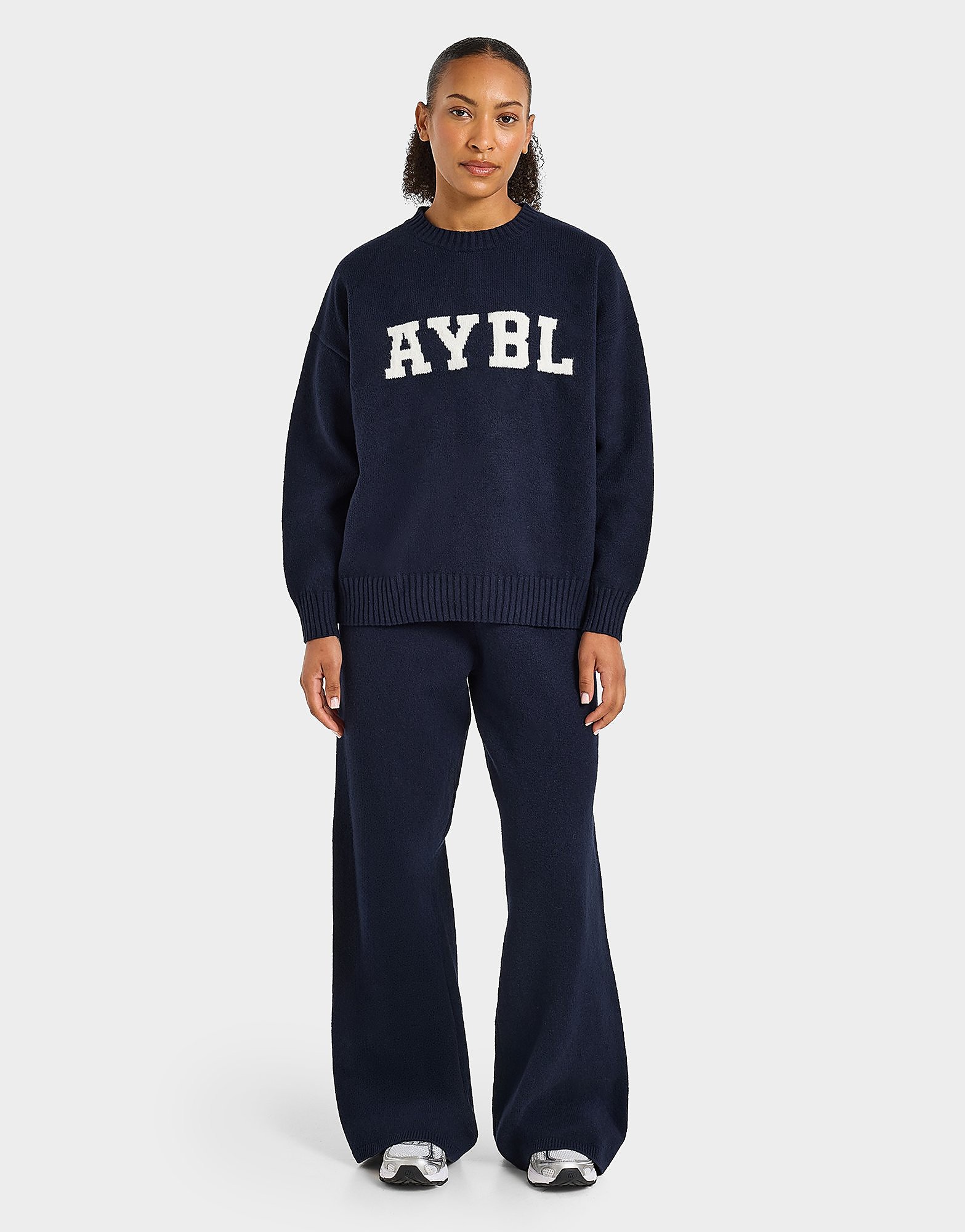 AYBL Varsity Knitted Wide Joggers - Blauw- Dames, Blauw