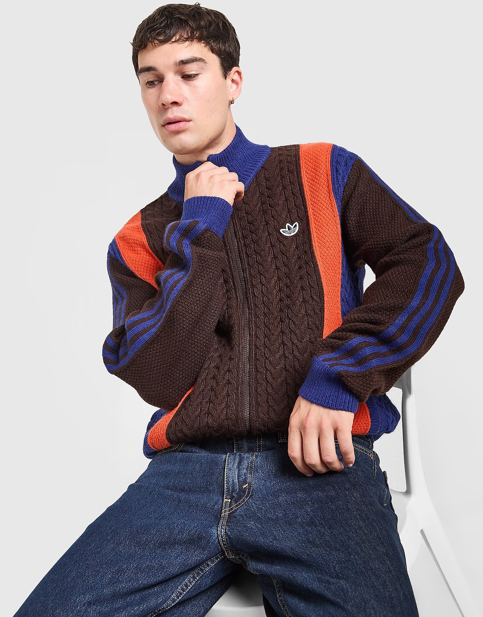 adidas Originals Winter Club Knitted Full Zip Track Top - Bruin- Heren, Bruin