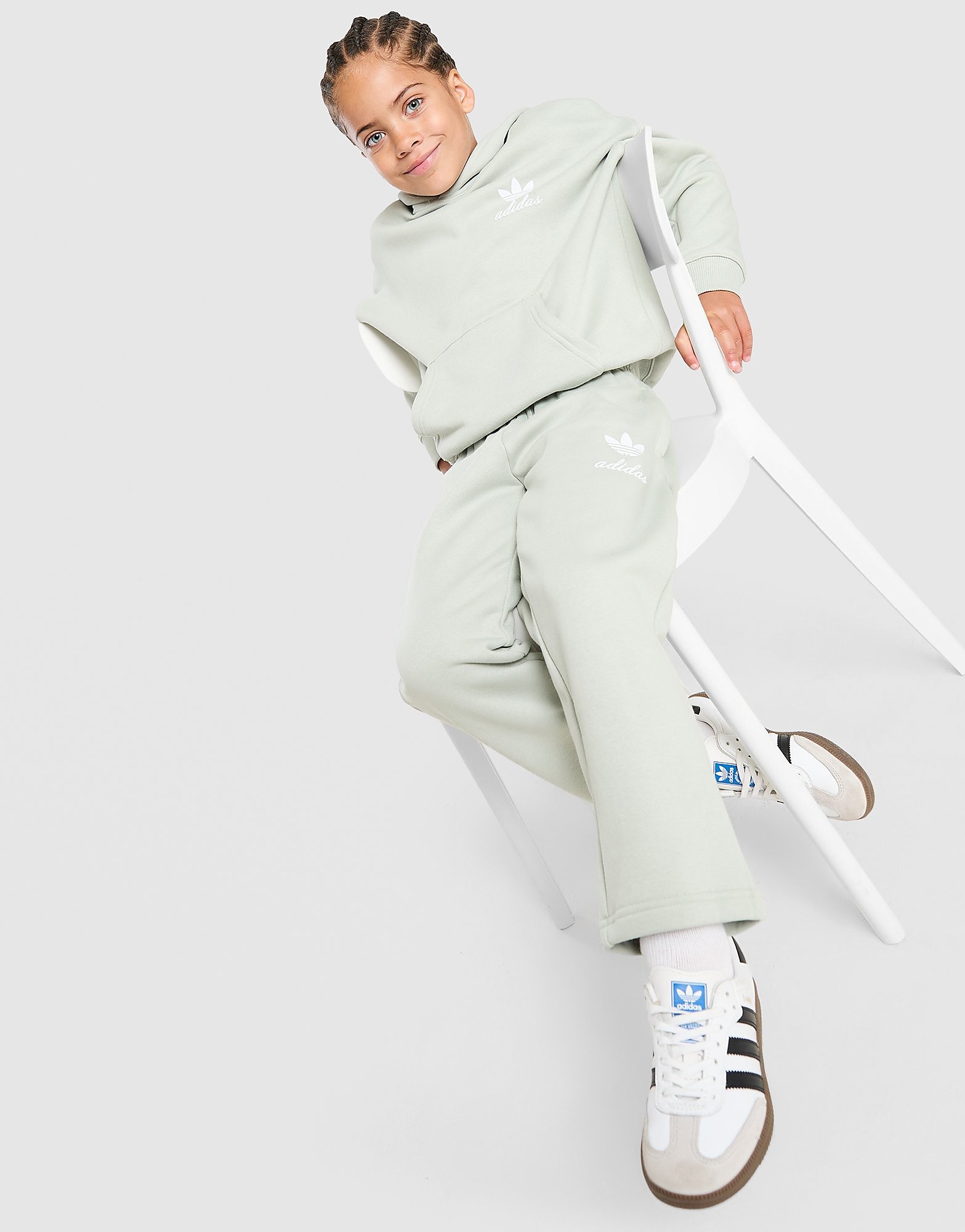 adidas Originals Script Overhead Wide Leg Tracksuit Children - Groen - Kind, Groen 6-7Y