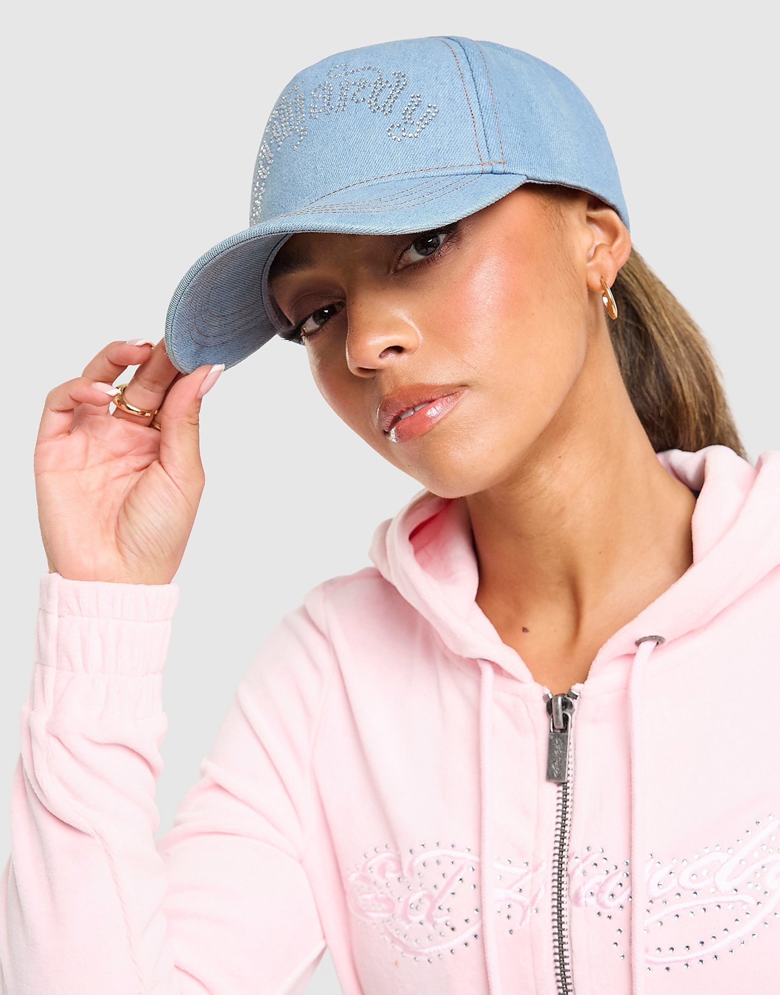 Womens Diamante Gothic Trucker Cap - Blu, blu blu Donna taglia One Size