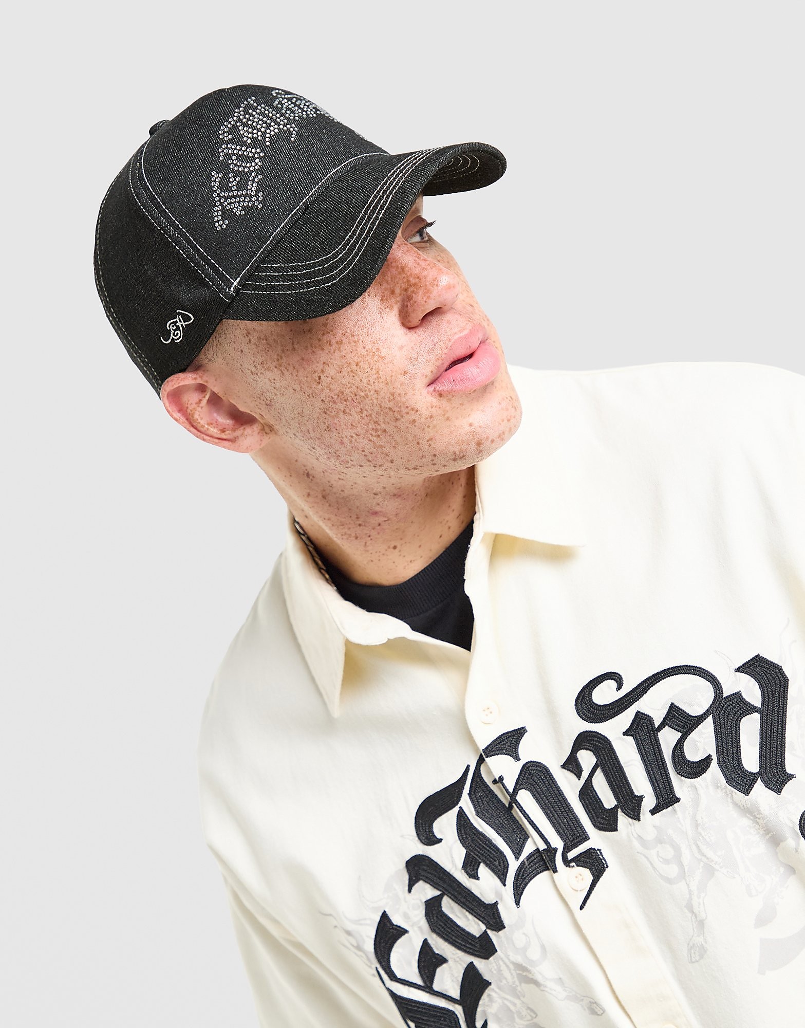 Womens Diamante Gothic Trucker Cap - Nero, nero nero Donna taglia One Size
