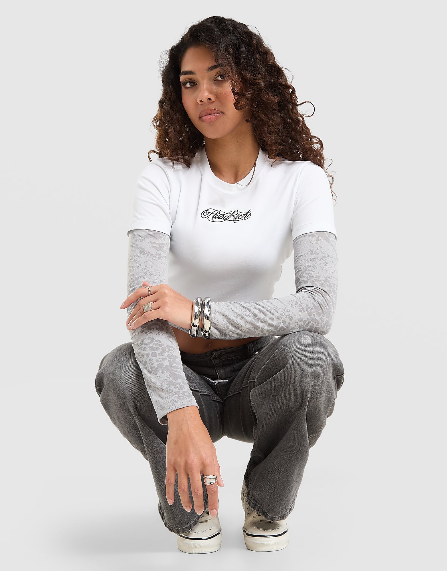 Hoodrich Lowrider Long Sleece T-Shirt Wit- Dames Wit