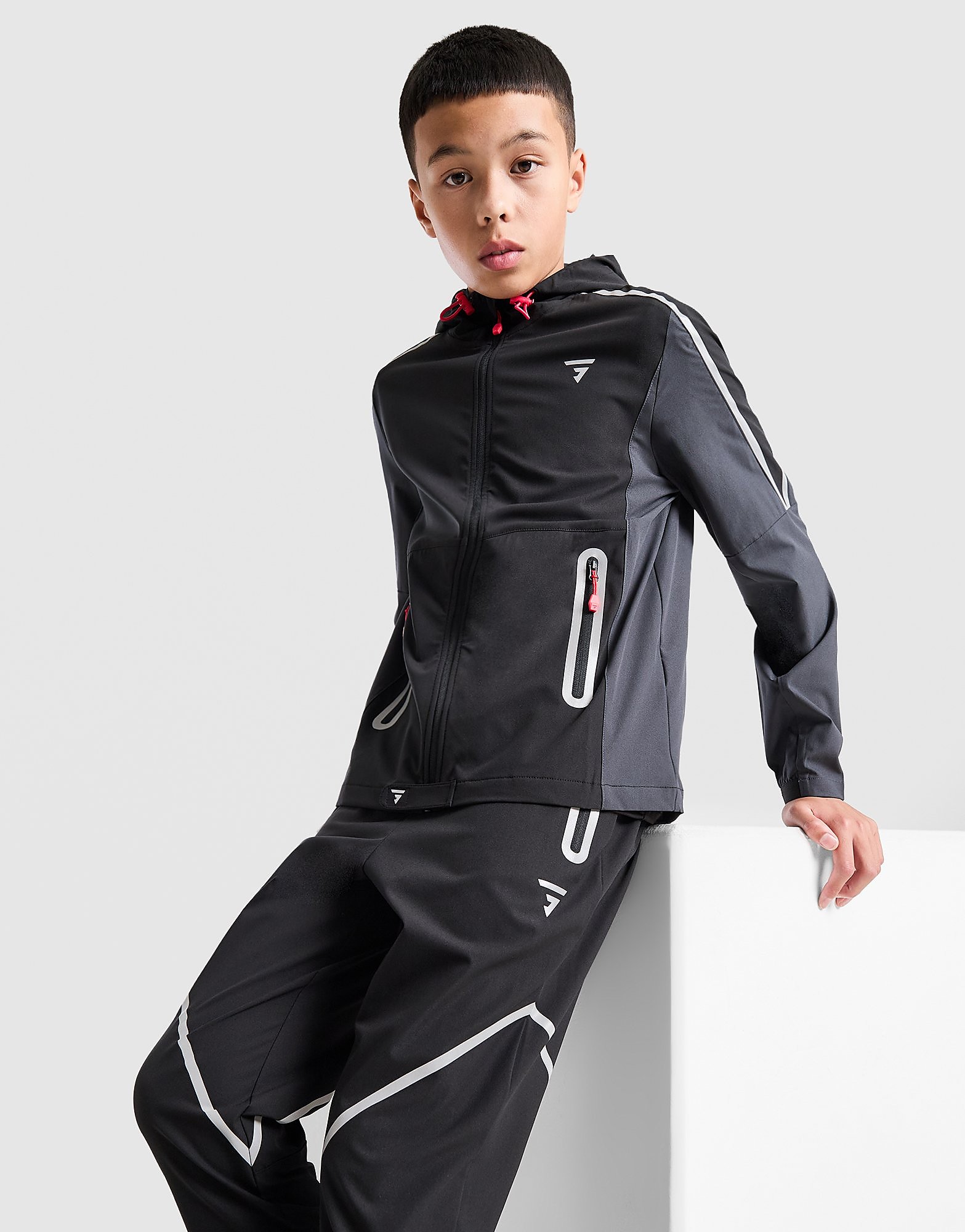 GRIID Reflect Windbreaker Jacket Junior Zwart Kind Zwart