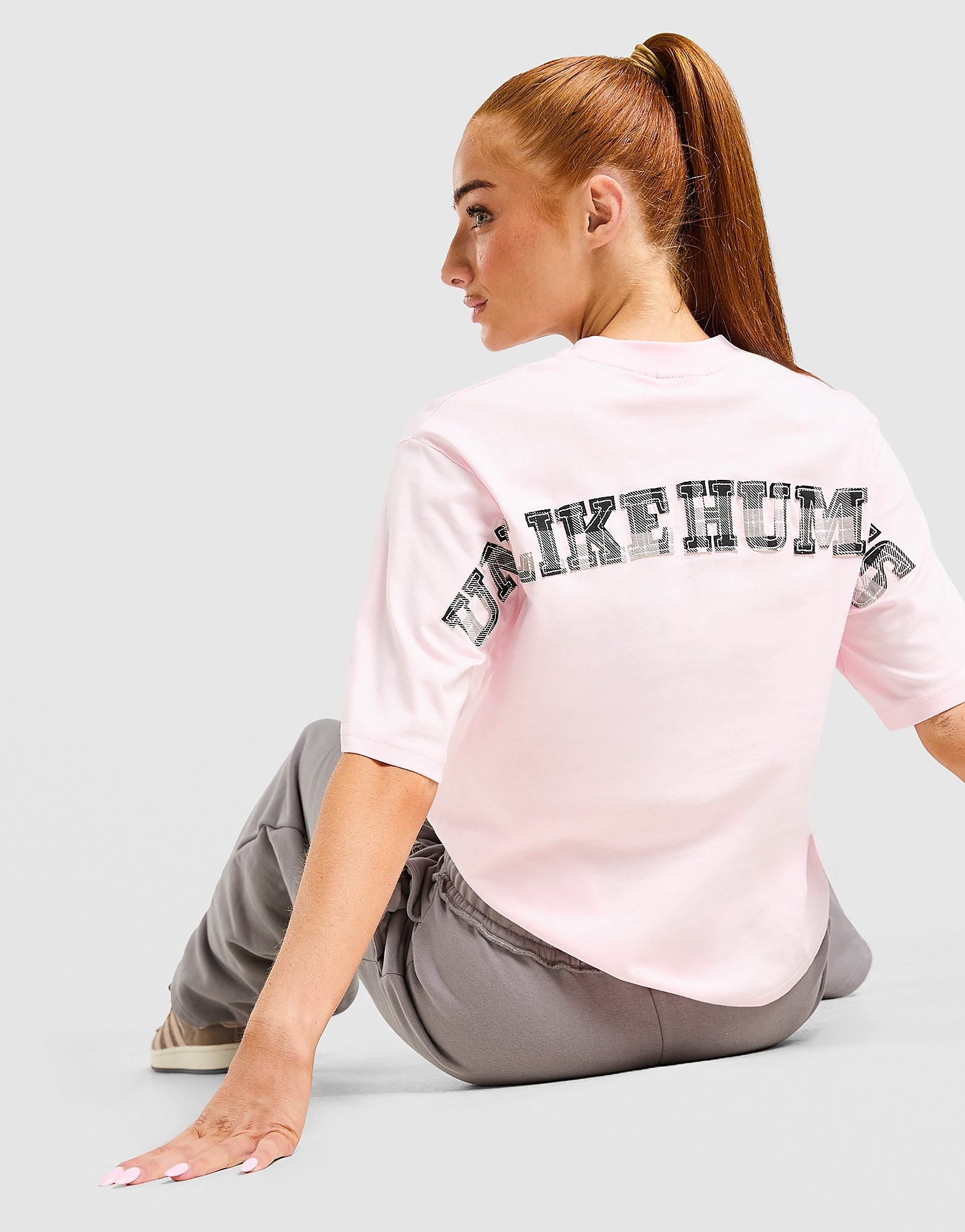 Unlike Humans Checkers Boxy T-Shirt - Roze- Dames, Roze XS