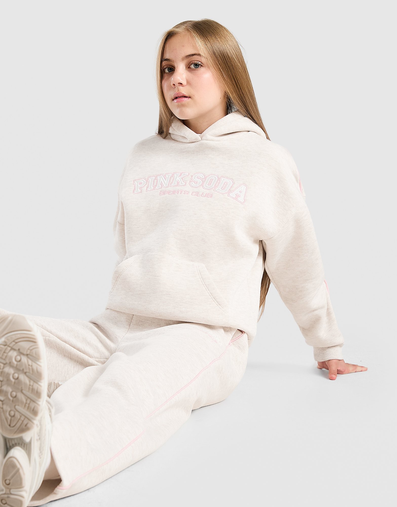 Pink Soda Sport Girls' Swirl Wide Leg Joggers Junior - Beige - Kind, Beige