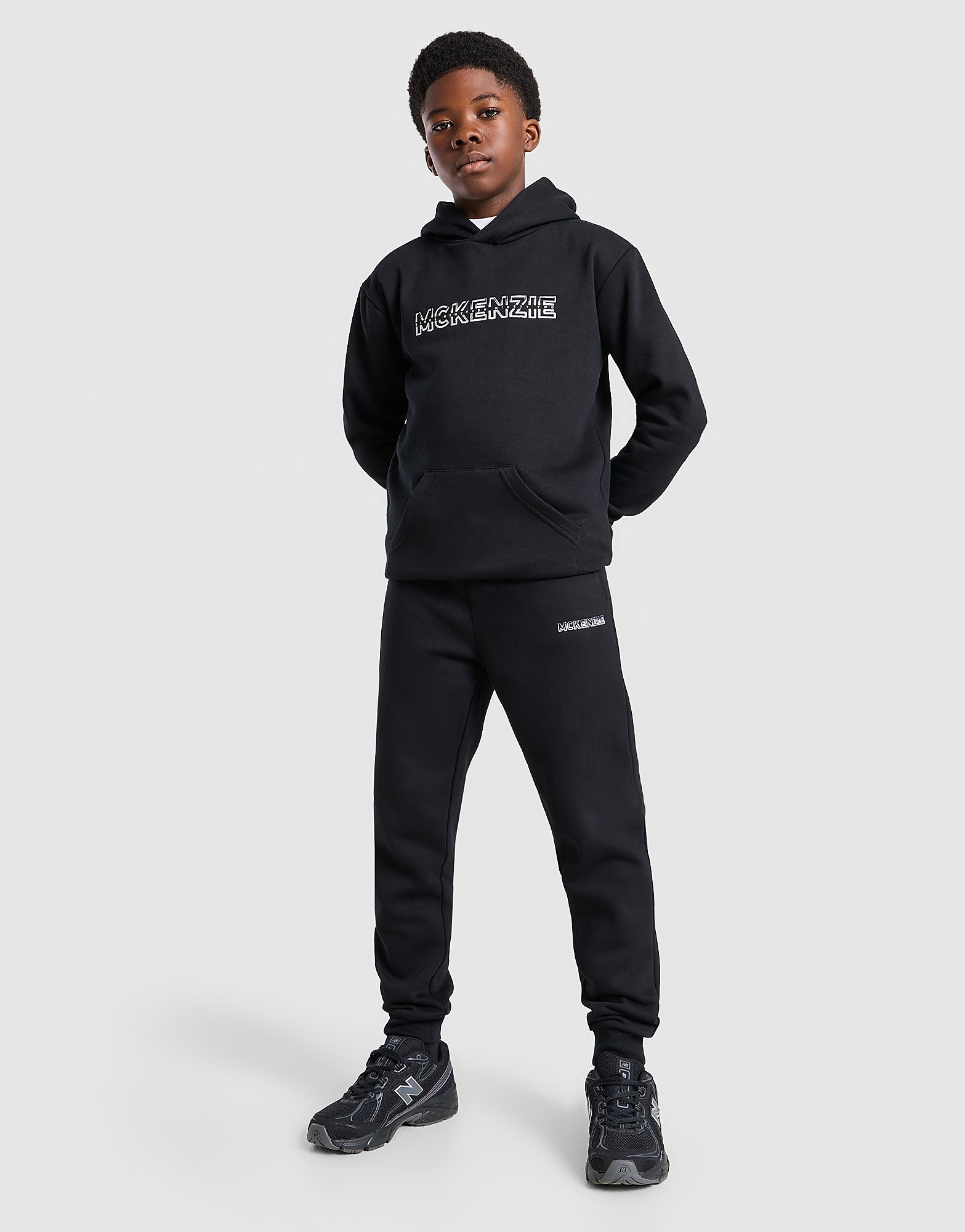 McKenzie Dual Overhead Hooded Tracksuit Junior - Zwart - Kind, Zwart