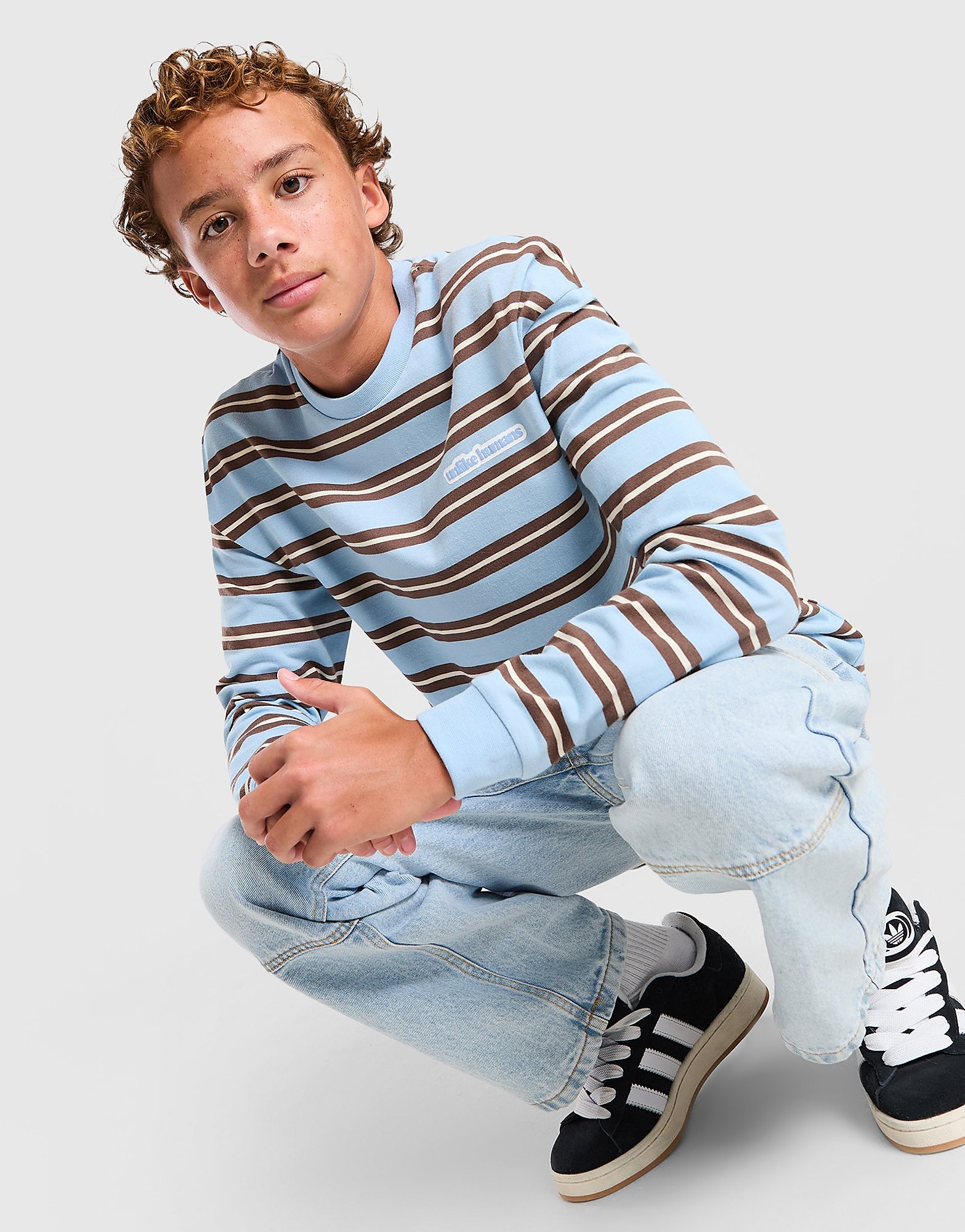 Unlike Humans Striped Long Sleeve T-Shirt Junior - Blauw - Kind, Blauw 8-9Y