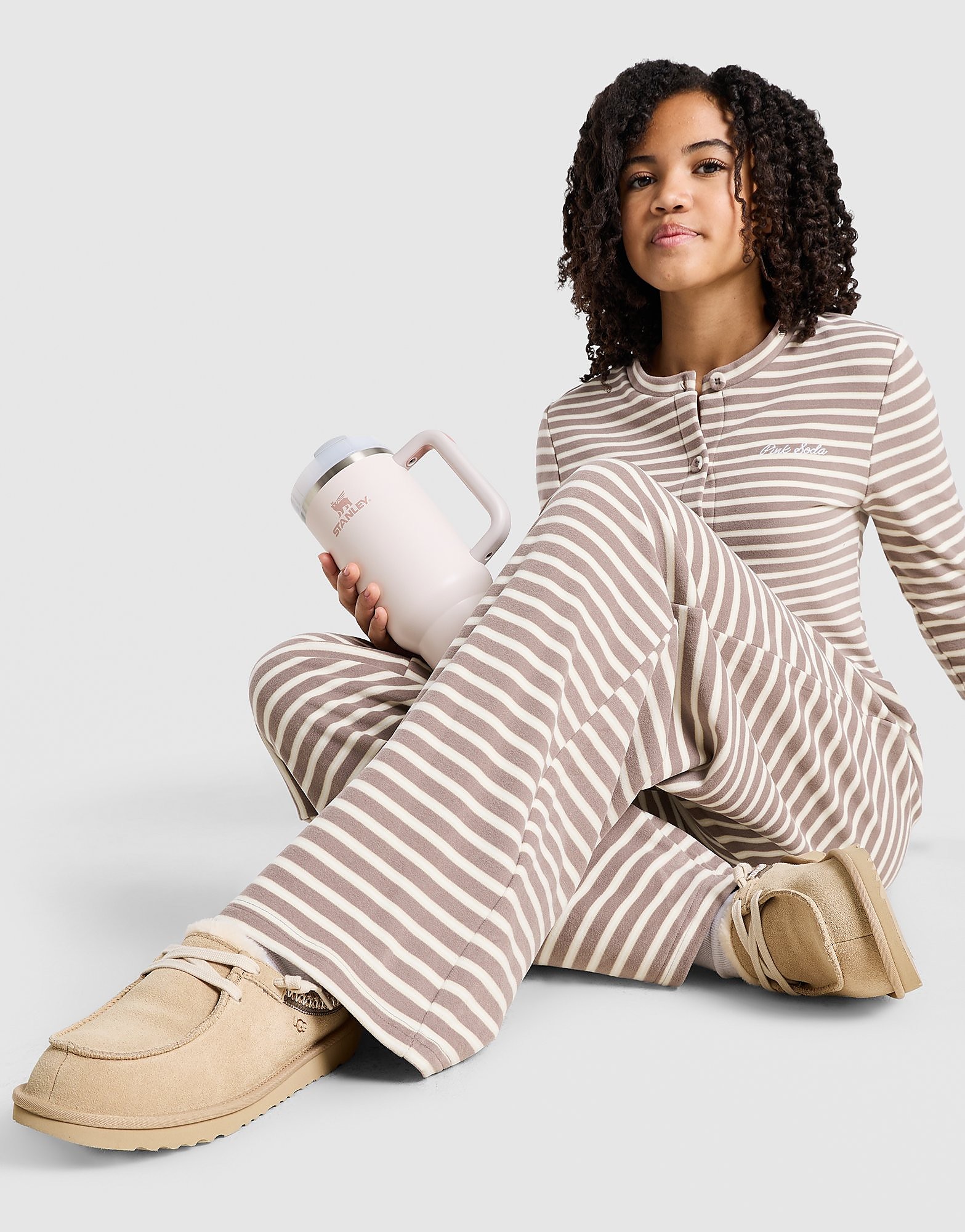 Pink Soda Sport Girls' Honey Wide Leg Joggers Junior - Beige - Kind, Beige