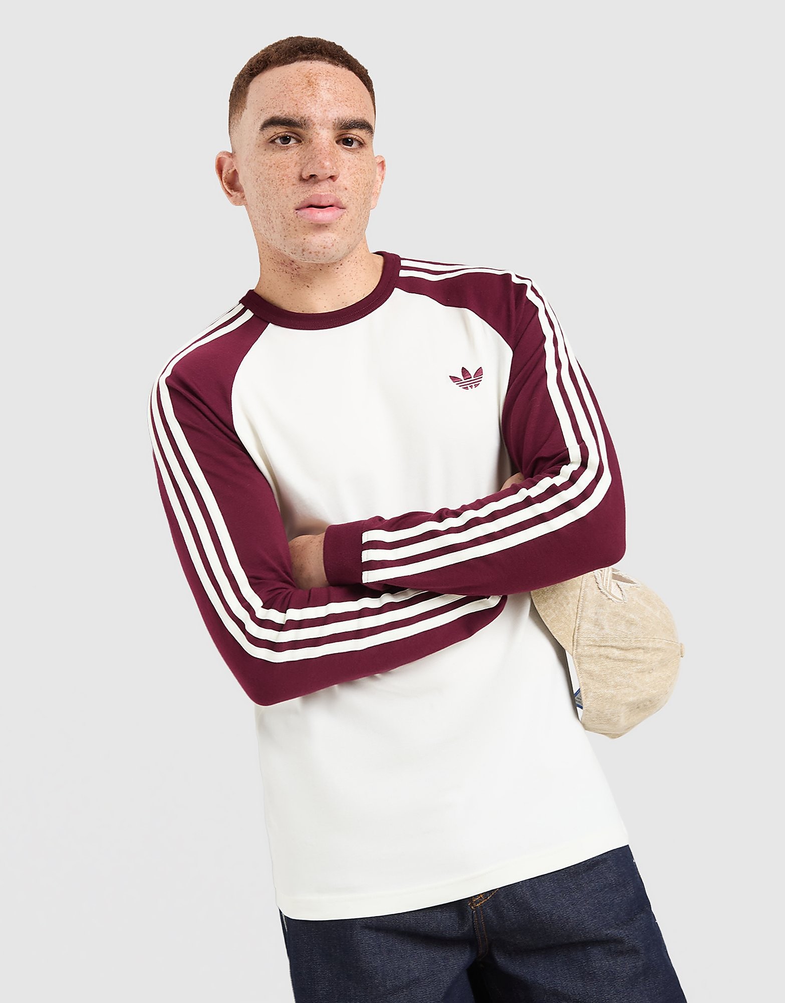 Adidas Originals Colour Block Long Sleeve T-Shirt Wit- Heren Wit