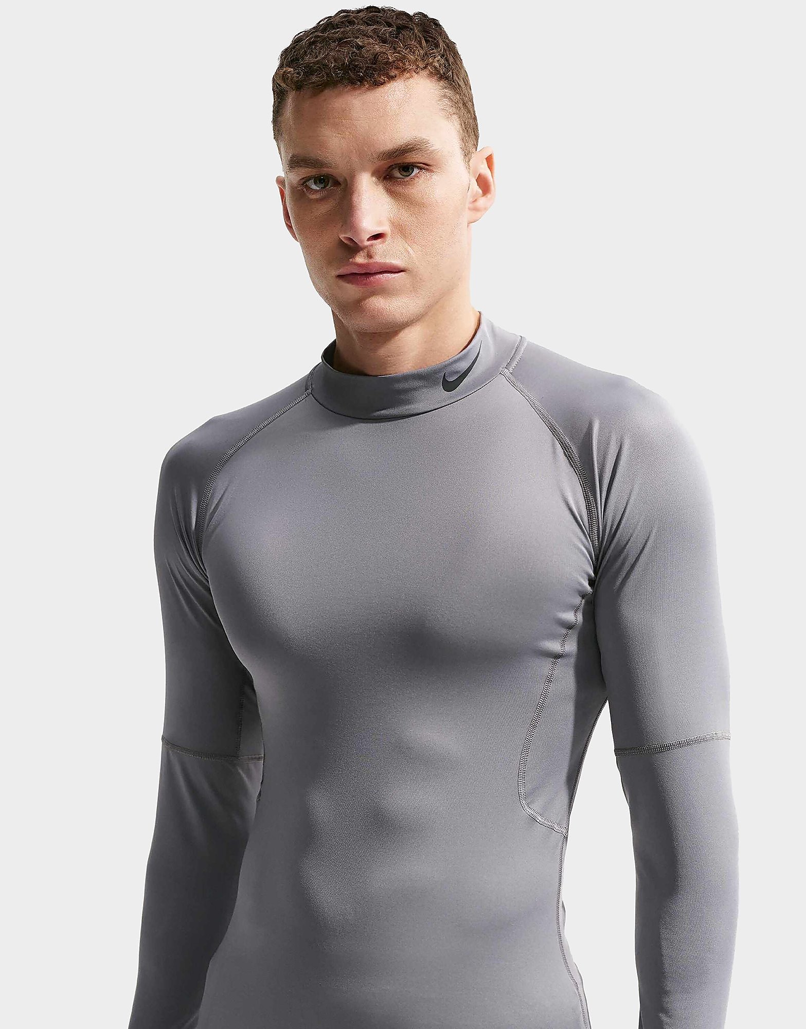 Nike Dri-FIT fitnesstop met hoge hals en lange mouwen voor heren Pro - Grijs- Heren, Grijs