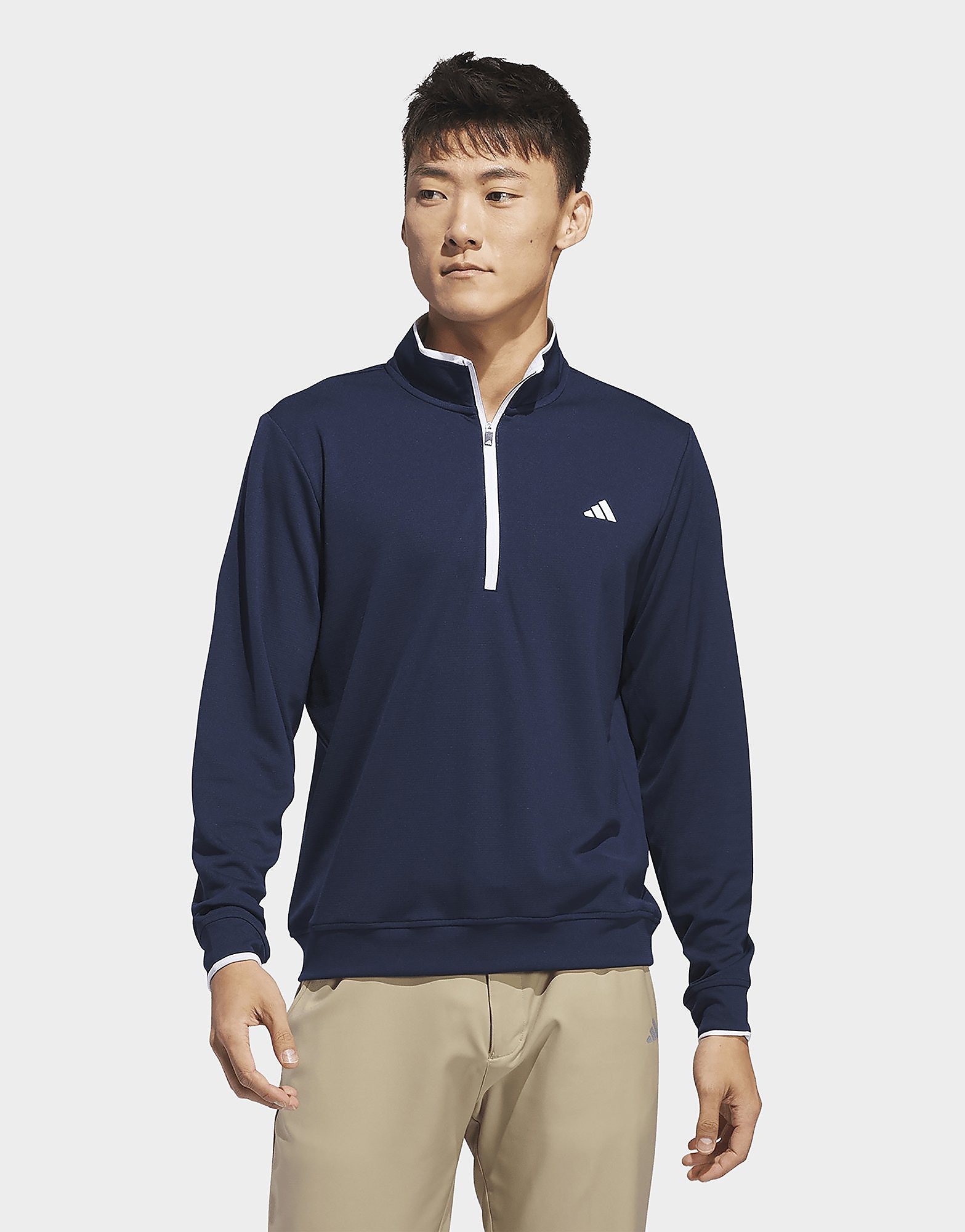 Mens Adidas Top Leggero Con Mezza Zip - Blu, Blu