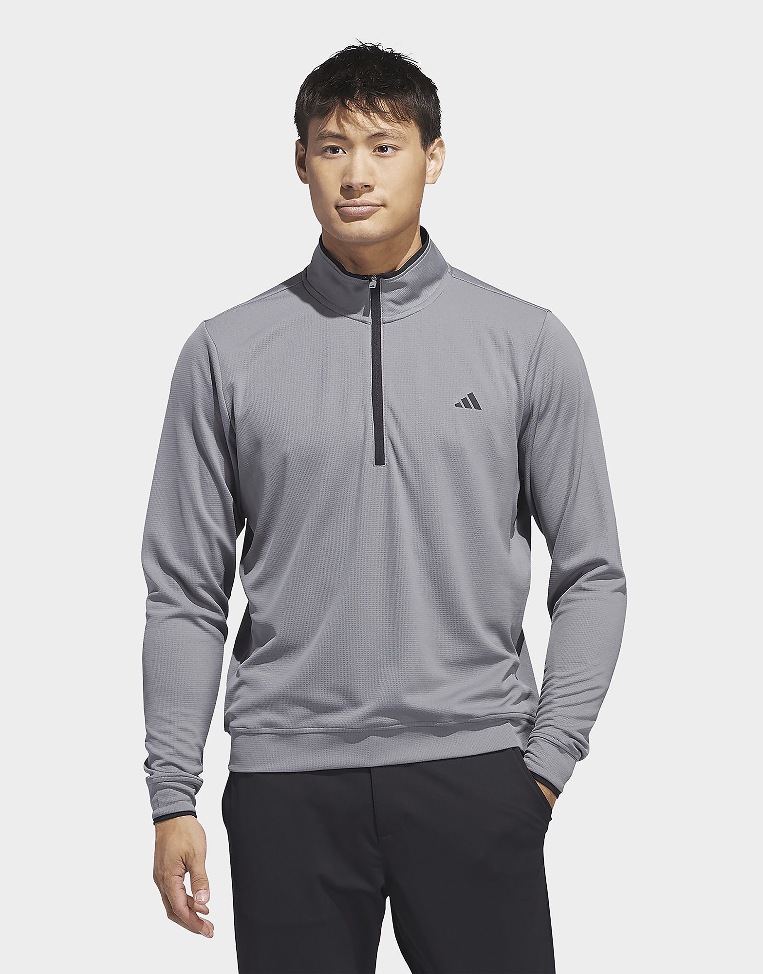 Mens Adidas Top Leggero Con Mezza Zip - Grigio, Grigio