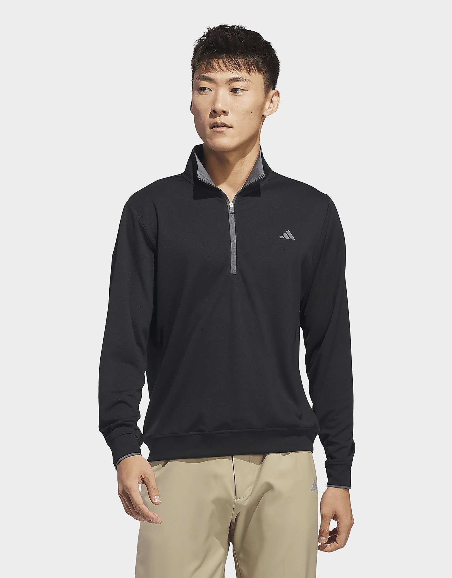 Mens Adidas Top Leggero Con Mezza Zip - Nero, Nero