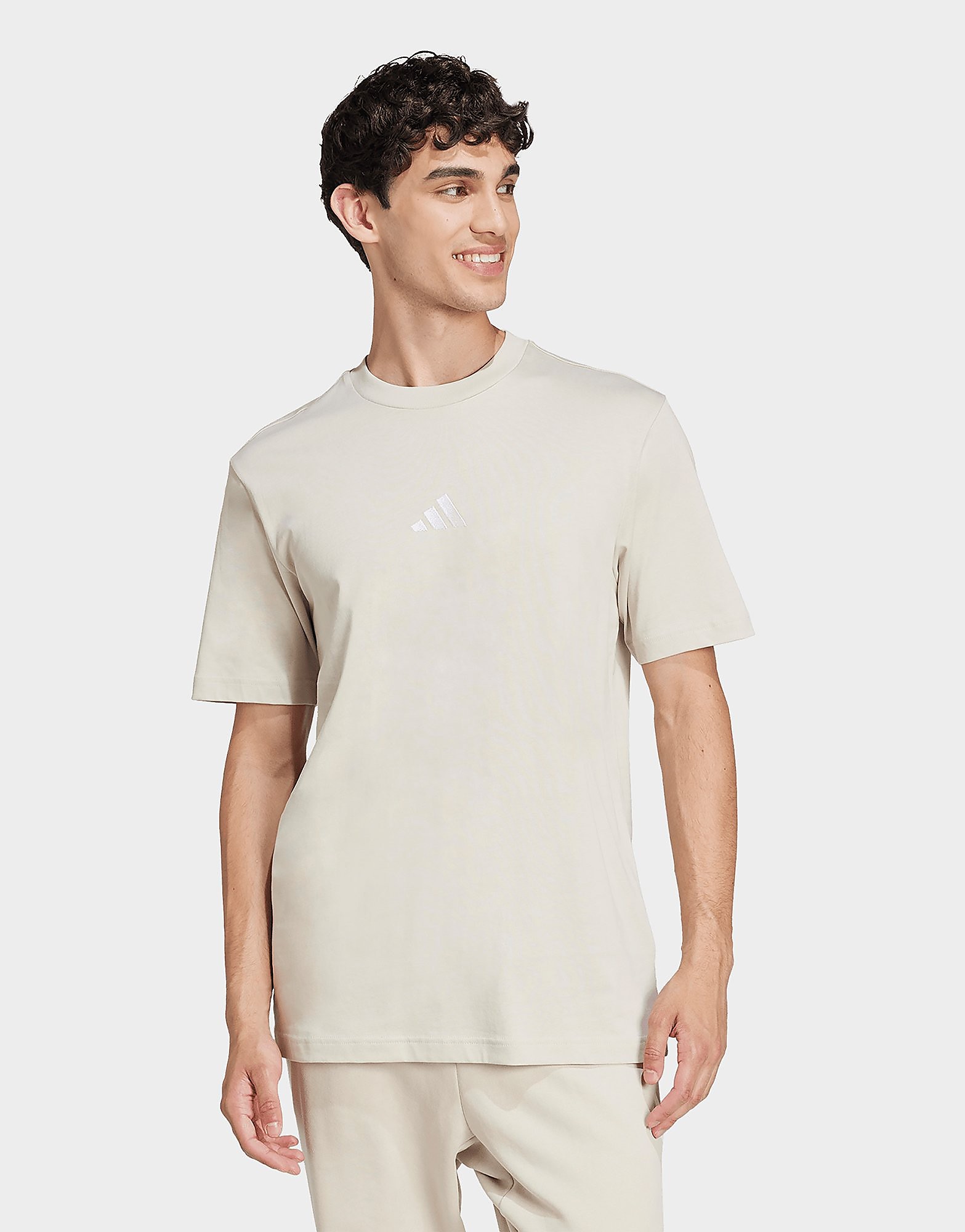 Adidas Uomo Beige Mens T-Shirt Essentials Small Logo Single Jersey Taglia S, JD Sports
