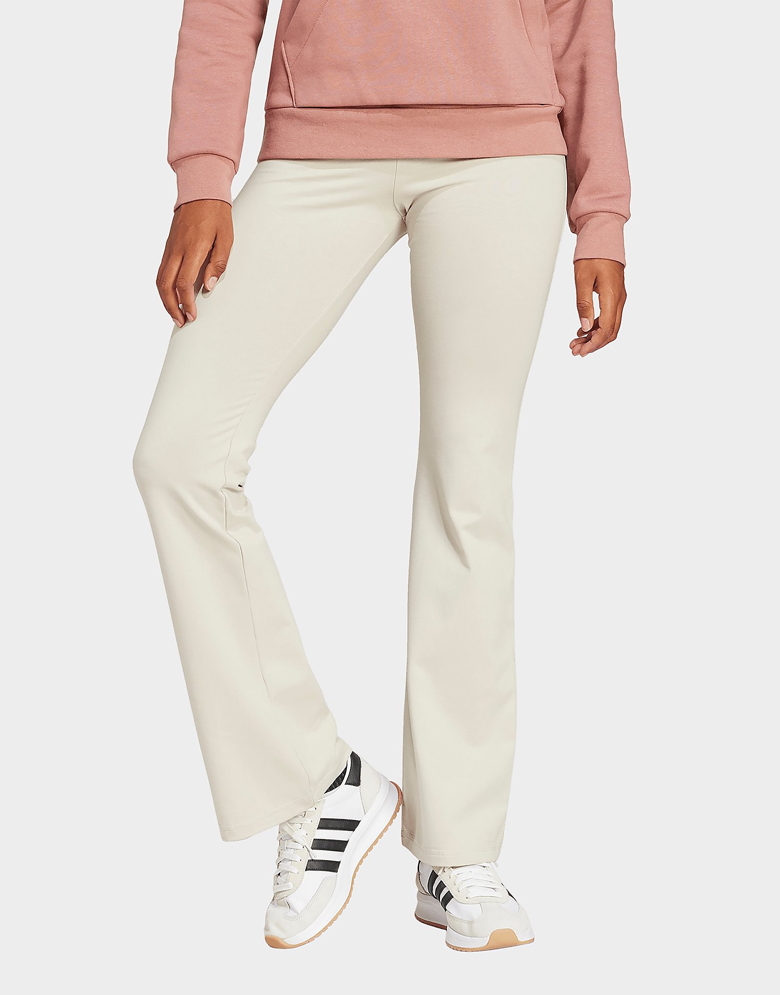 Womens Adidas Leggings Essentials Small Logo Flared - Beige, Beige
