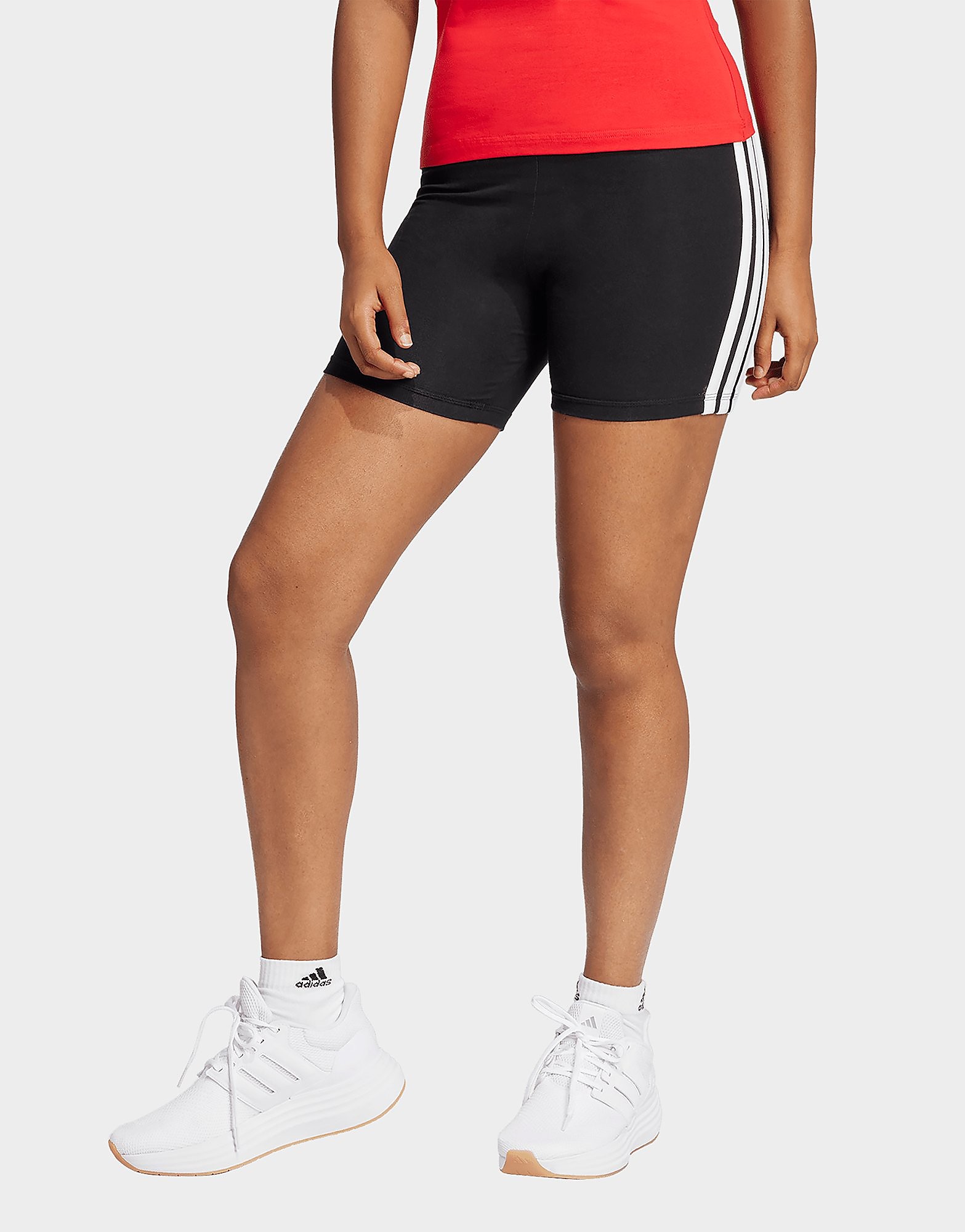Adidas Donna Nero Womens Short Essentials 3-Stripes High Waisted Biker Taglia XS, JD Sports