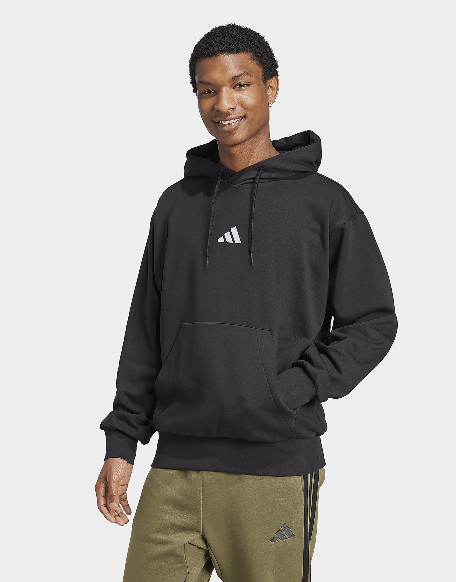 Mens Adidas Felpa Con Cappuccio Essentials Feelcozy Fleece - Nero, Nero