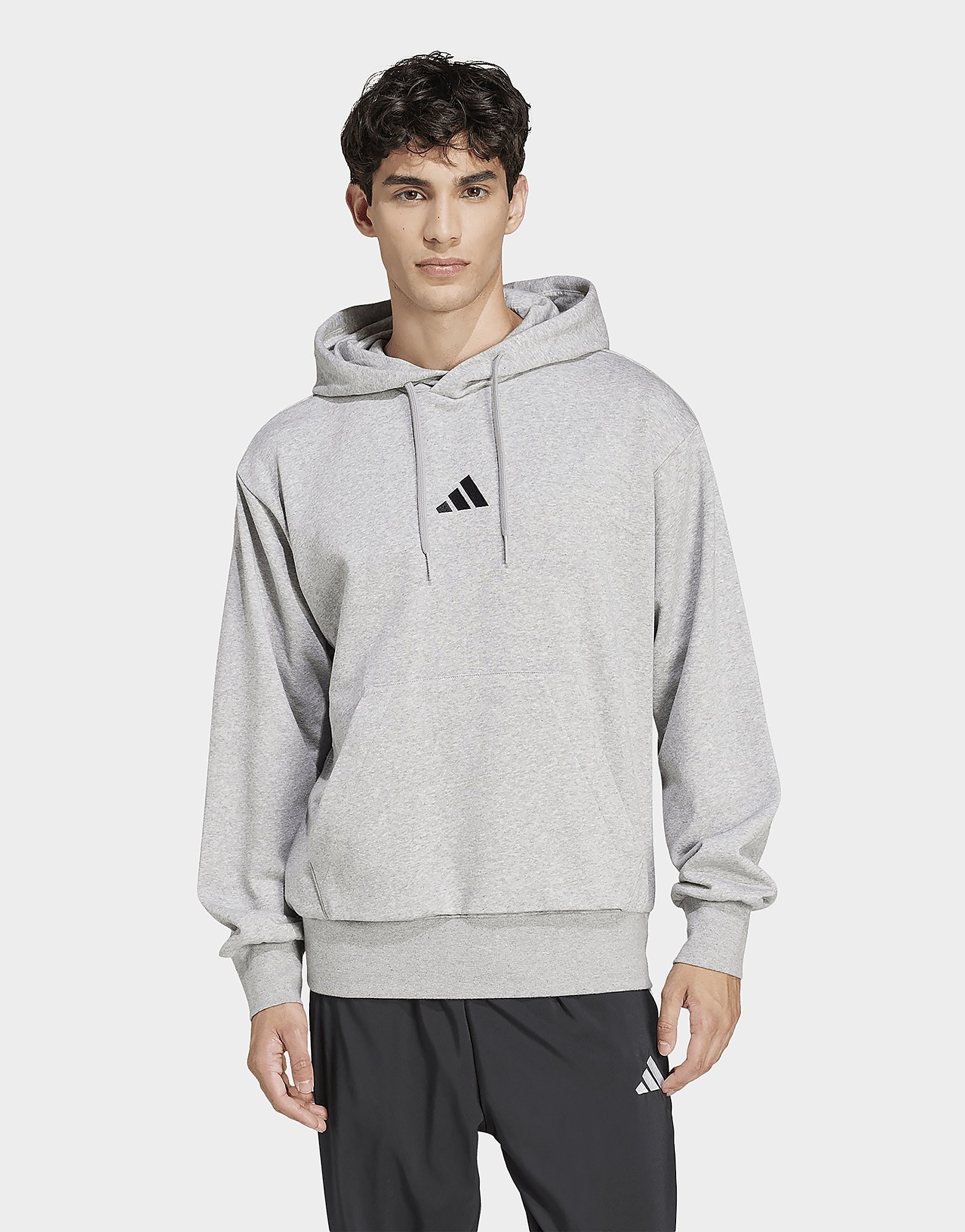 Mens Adidas Felpa Con Cappuccio Essentials Feelcozy Fleece - Grigio, Grigio