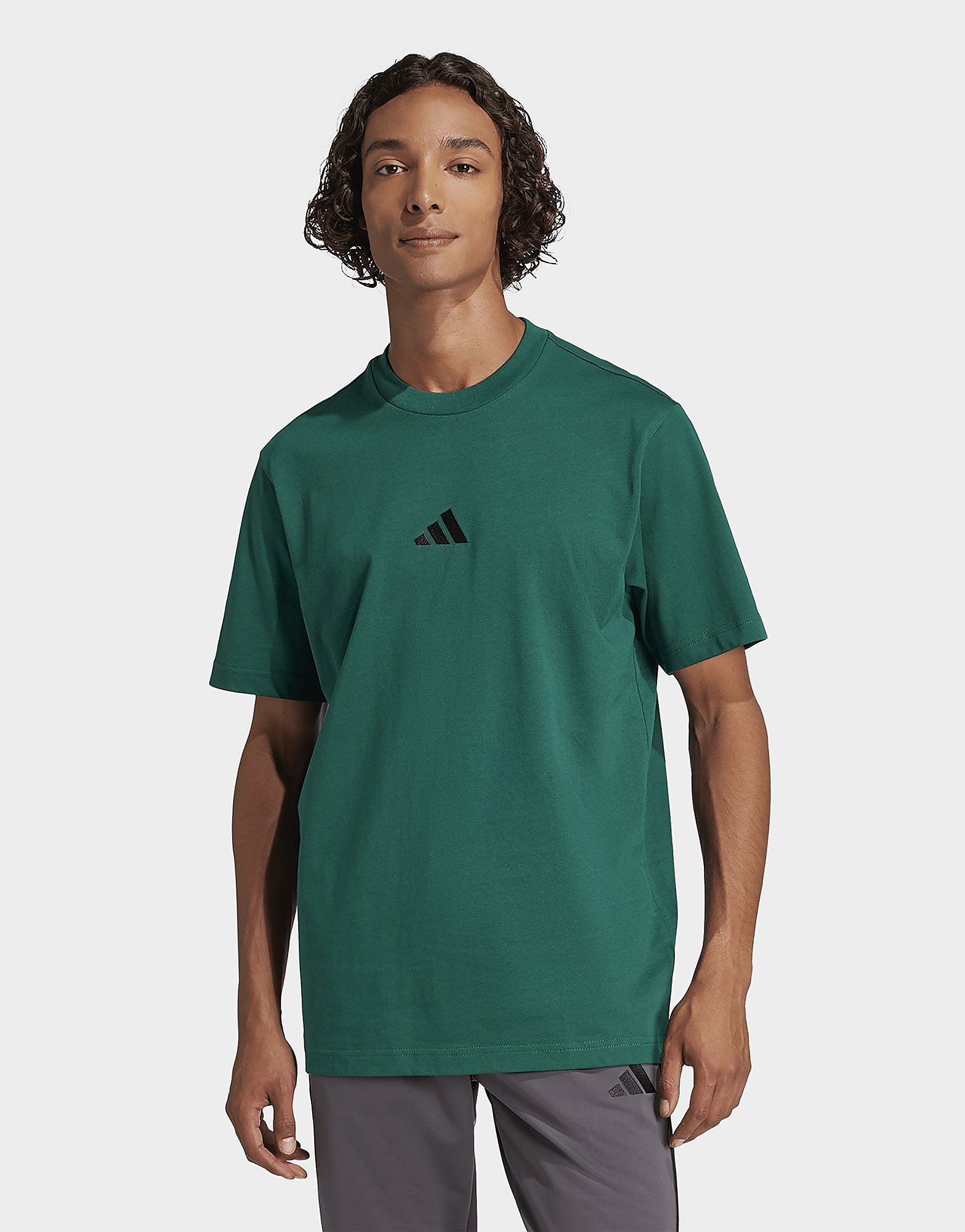 Adidas Uomo Verde Mens T-Shirt Essentials Small Logo Single Jersey Taglia XS, JD Sports