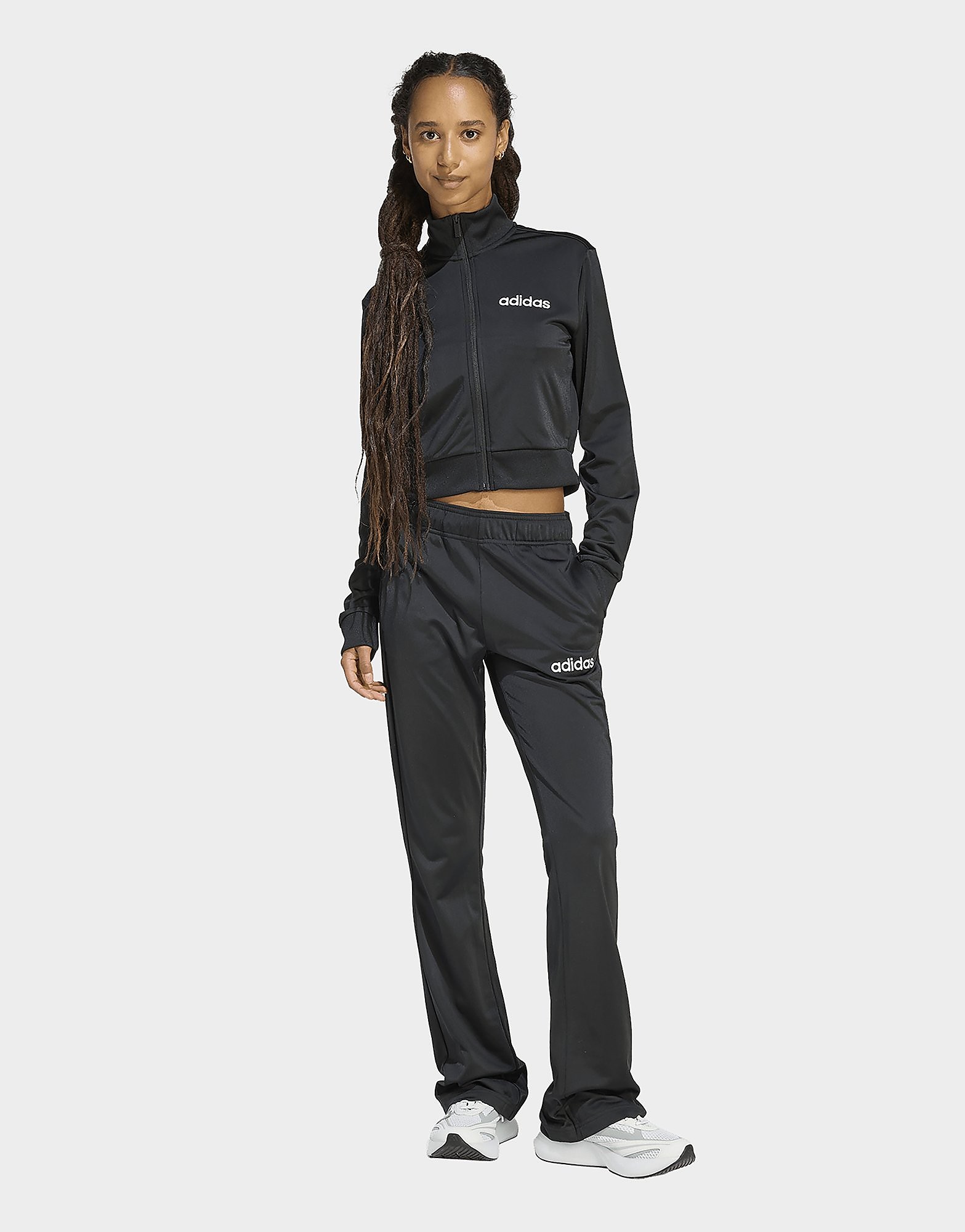 Adidas Donna Nero Glam Tracksuit - Tute Da Ginnastica - Taglia S (34-36) - Poly Mesh - Immagine 3