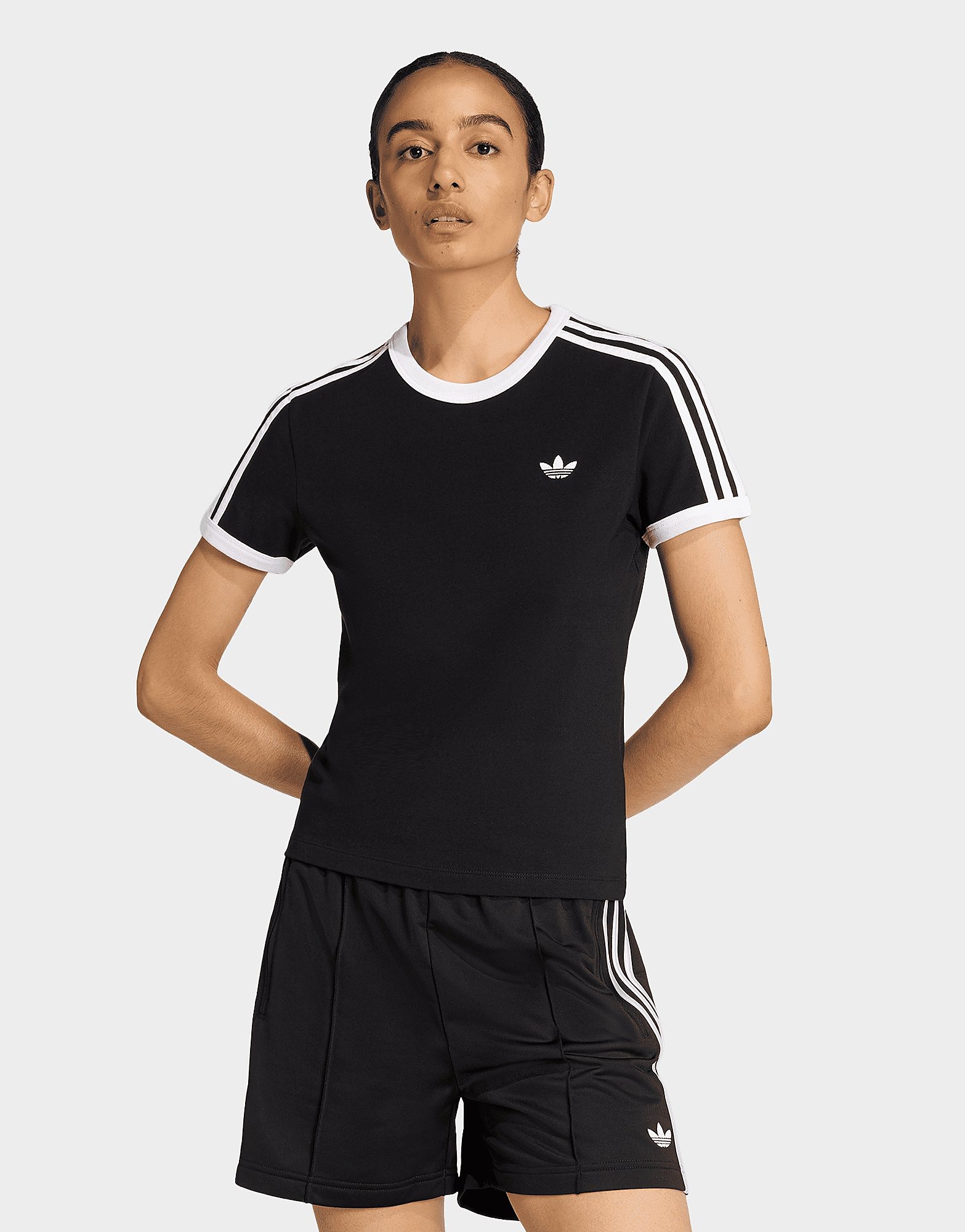 Womens Adidas T-Shirt 3 Stripes Slim - Nero, Nero