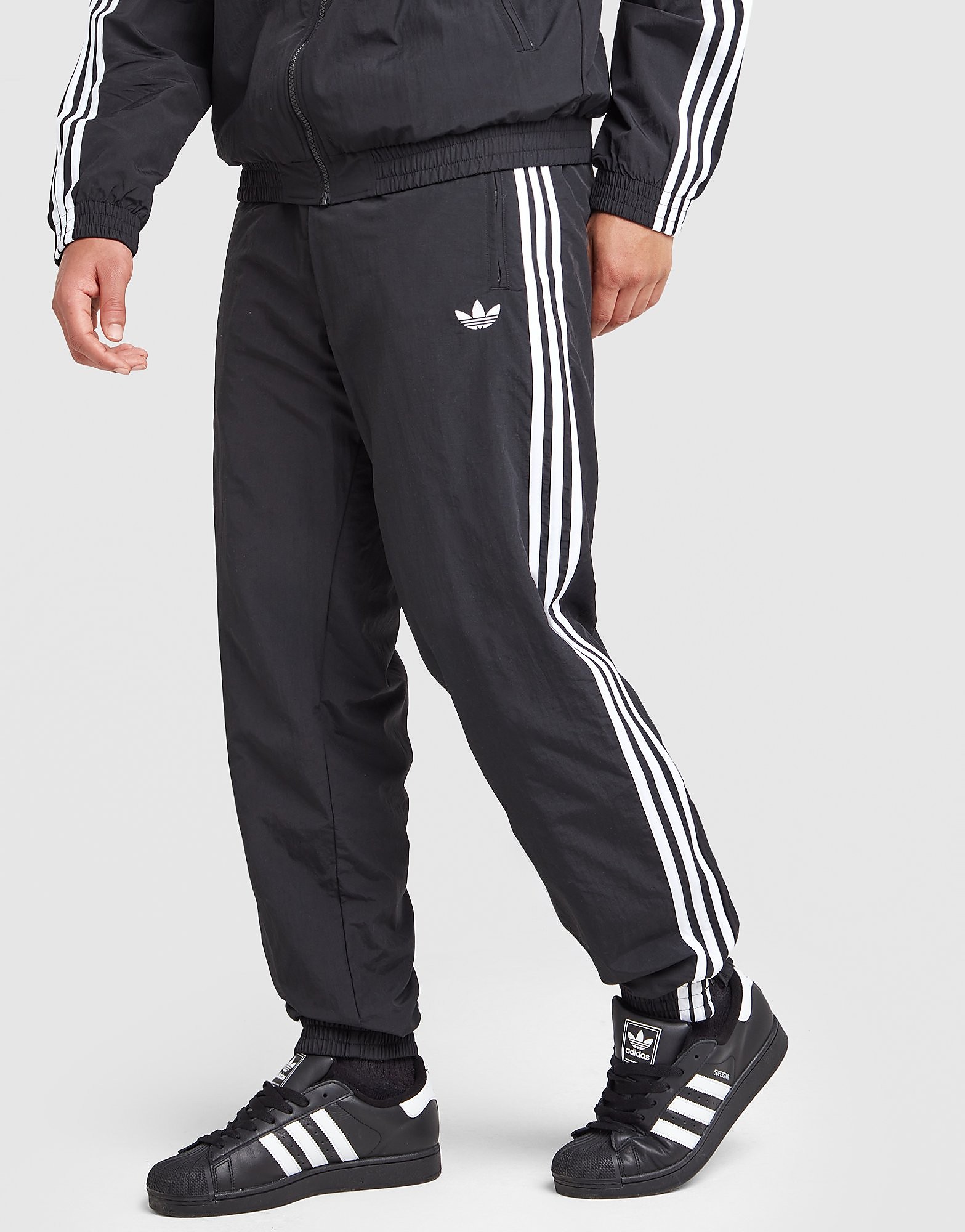 Mens Adidas Pantaloni Da Ginnastica In Tessuto Firebird - Nero, Nero