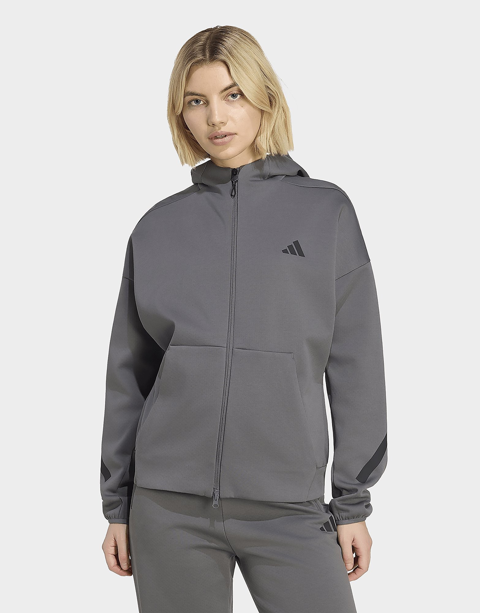 Womens Adidas Felpa CON Cappuccio E ZIP Integrale Z.N.E. - Grigio, Grigio
