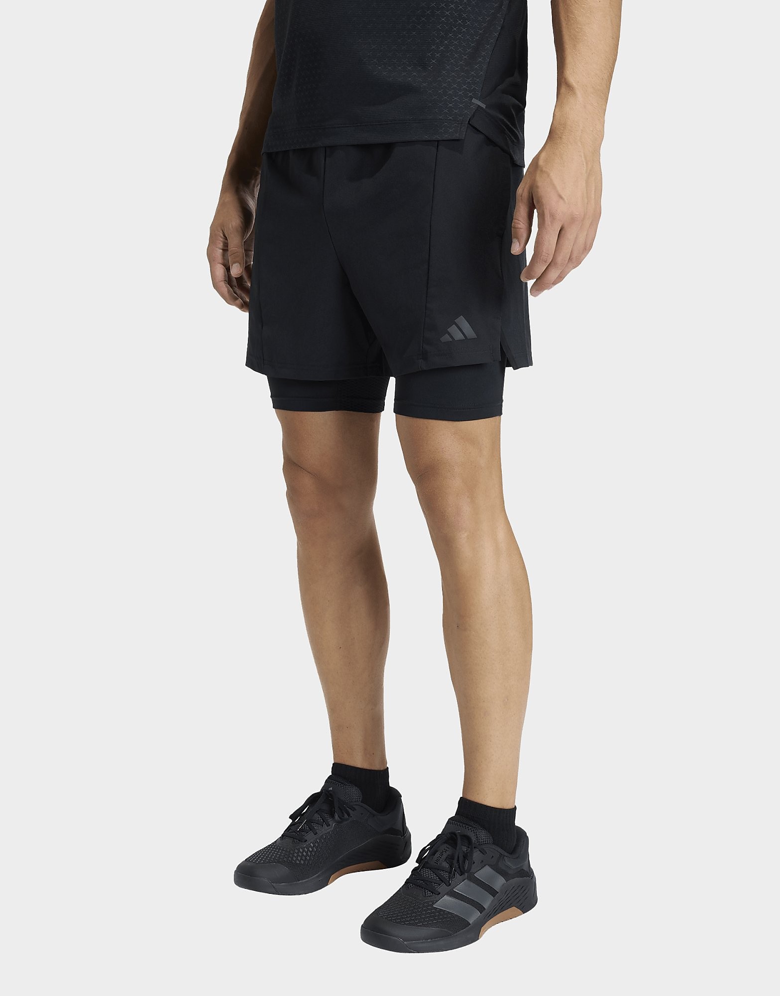 Mens Adidas Short D4T Allenamento 2In1 - Nero, Nero
