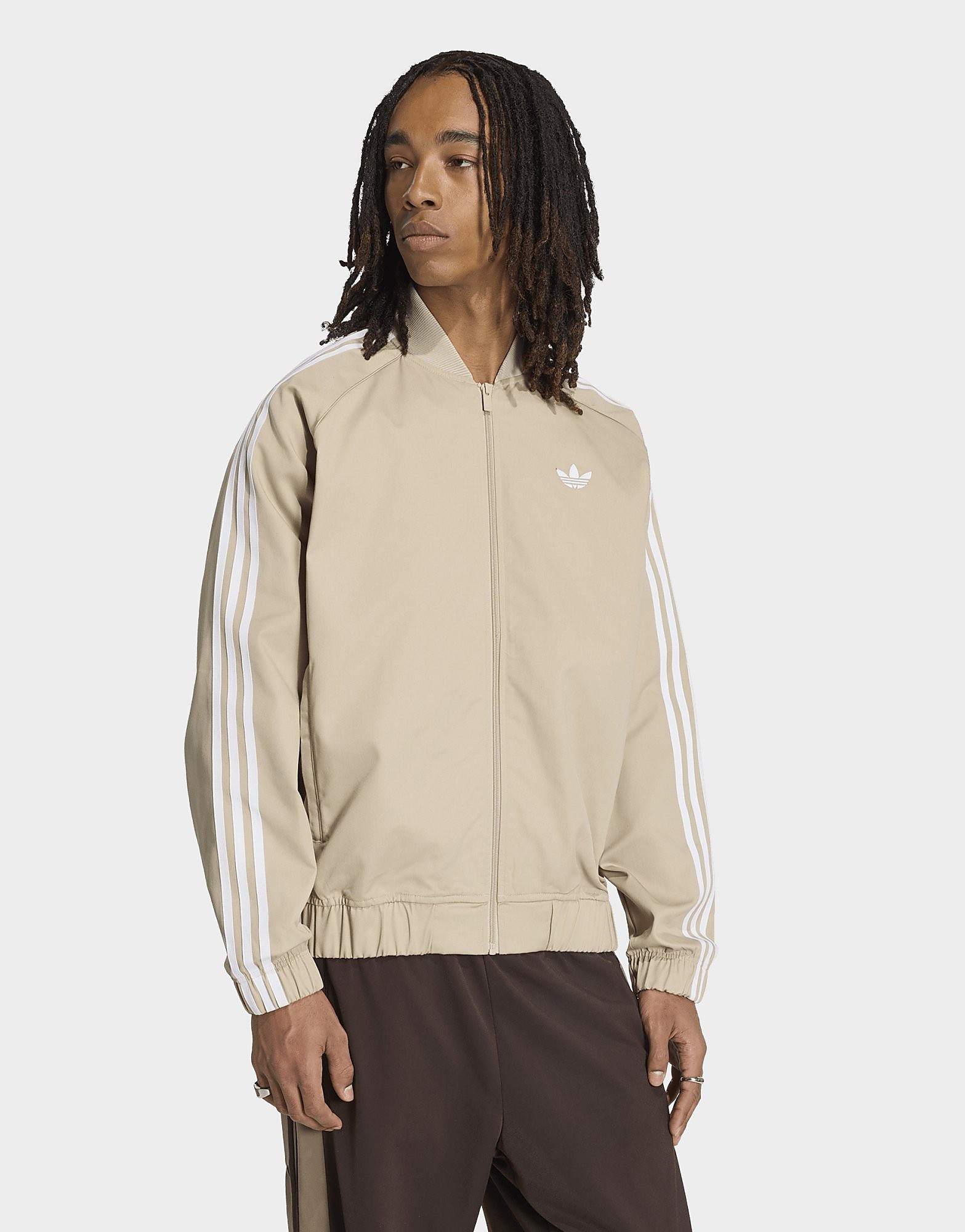 Mens Adidas Iconica Giacca Da Allenamento Sst Adicolor In Twill Di Cotone - Beige, Beige