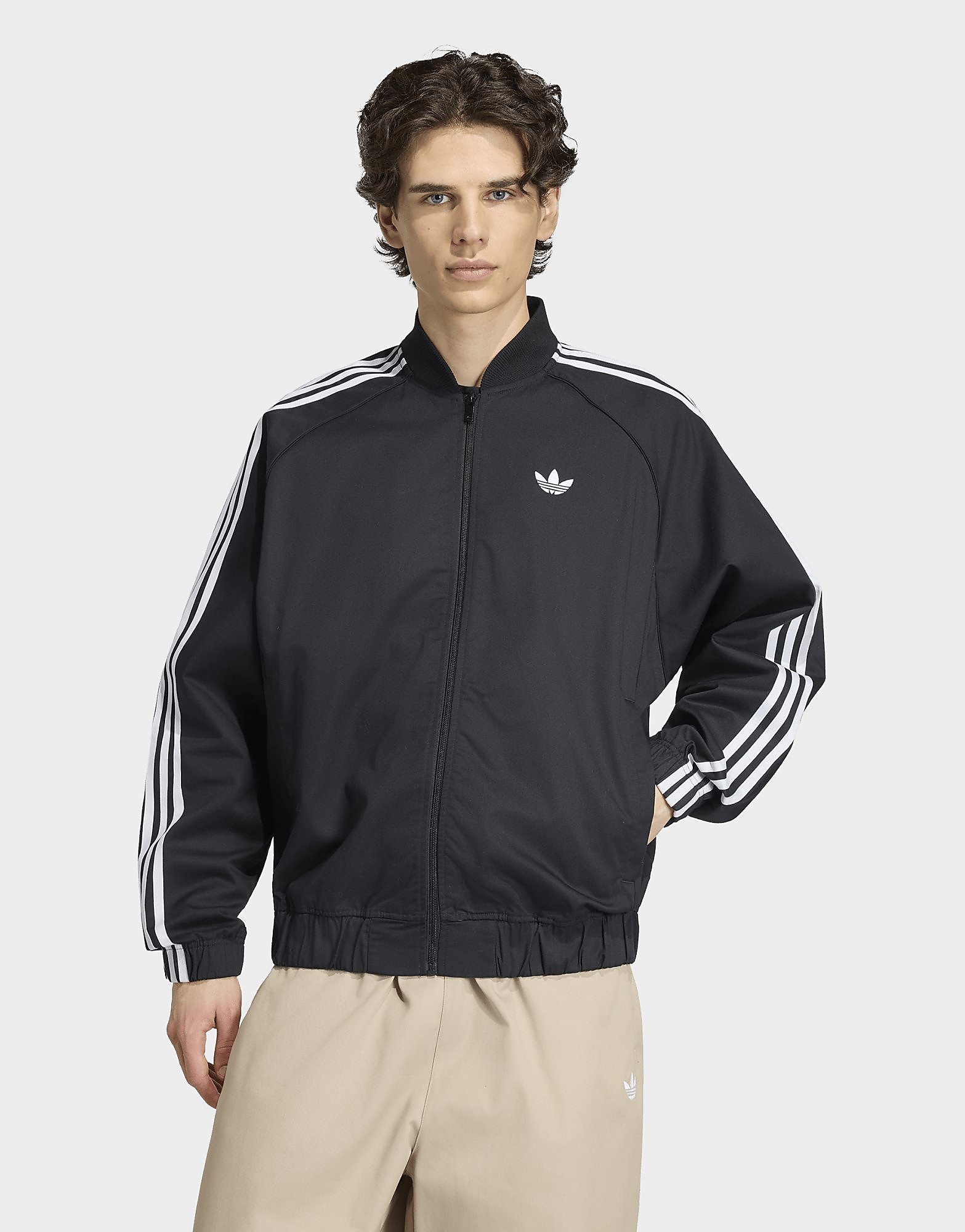 Mens Adidas Iconica Giacca Da Allenamento Sst Adicolor In Twill Di Cotone - Nero, Nero