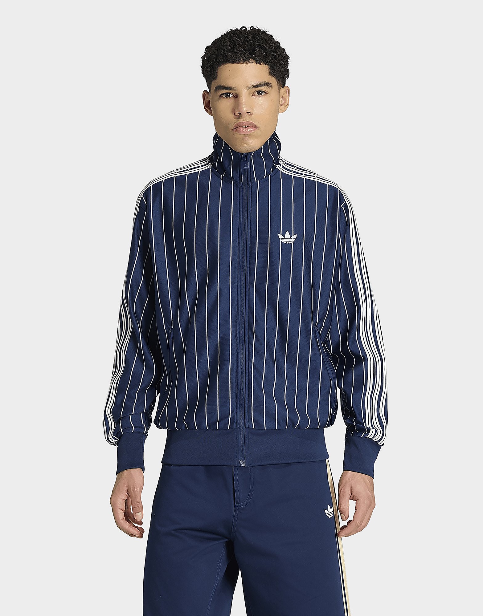 Mens Adidas Track Top Firebird Pinstripes - Blu, Blu