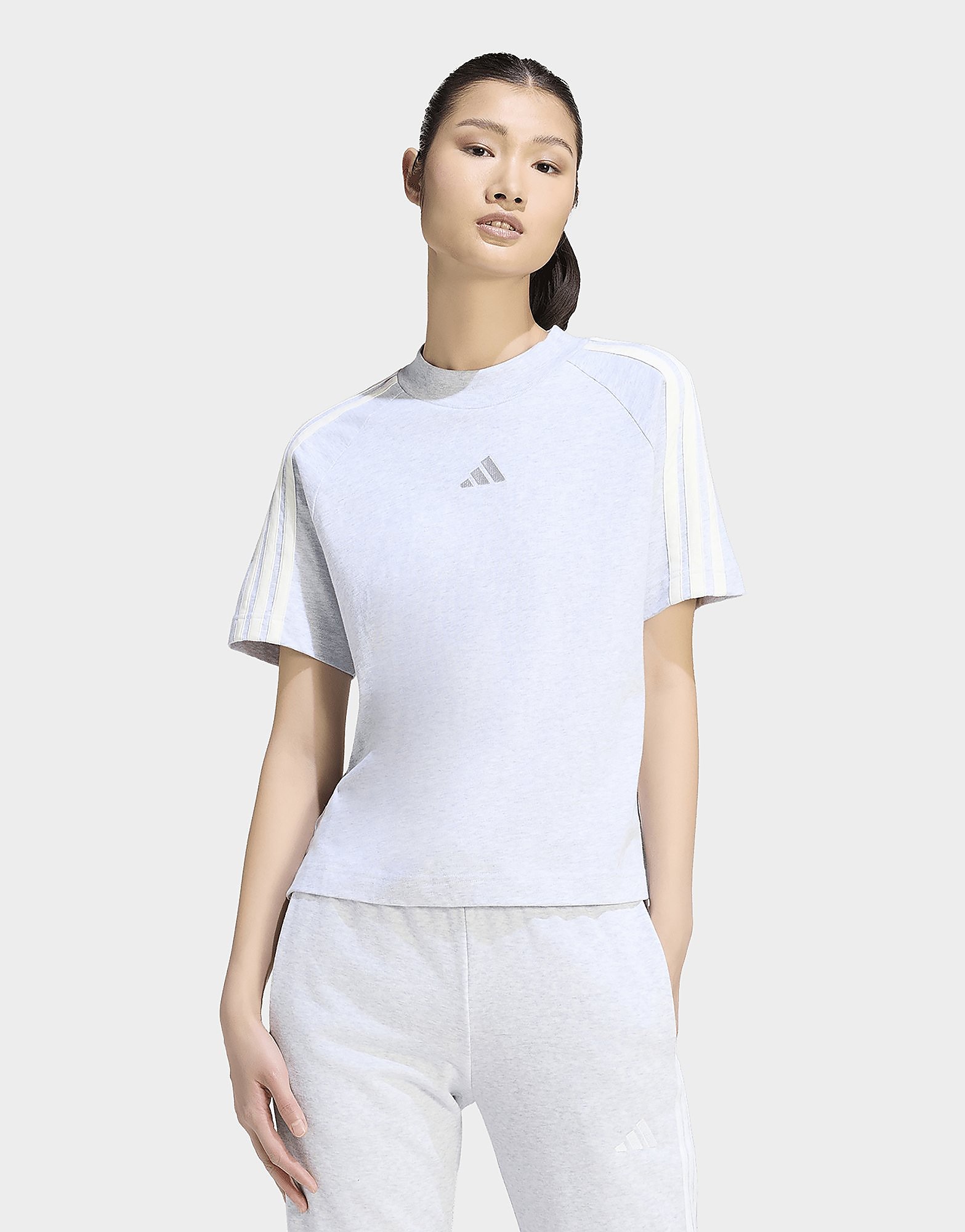 Adidas Donna Grigio Womens T-Shirt Kit 3-Stripes Taglia S, JD Sports