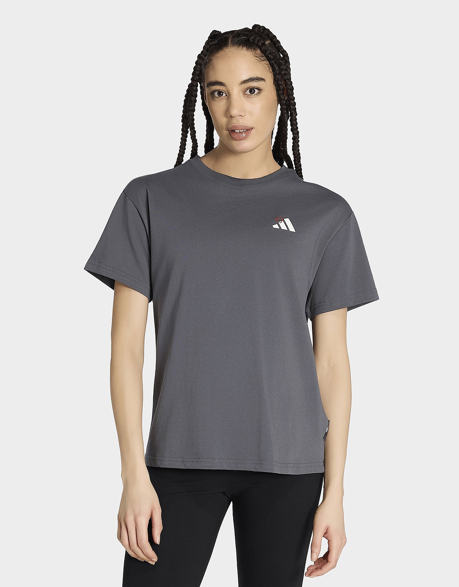 Adidas Performance Donna Grigio - Embroidery Pack - T-Shirt Ampia Grigia Con Grafica - Immagine 4