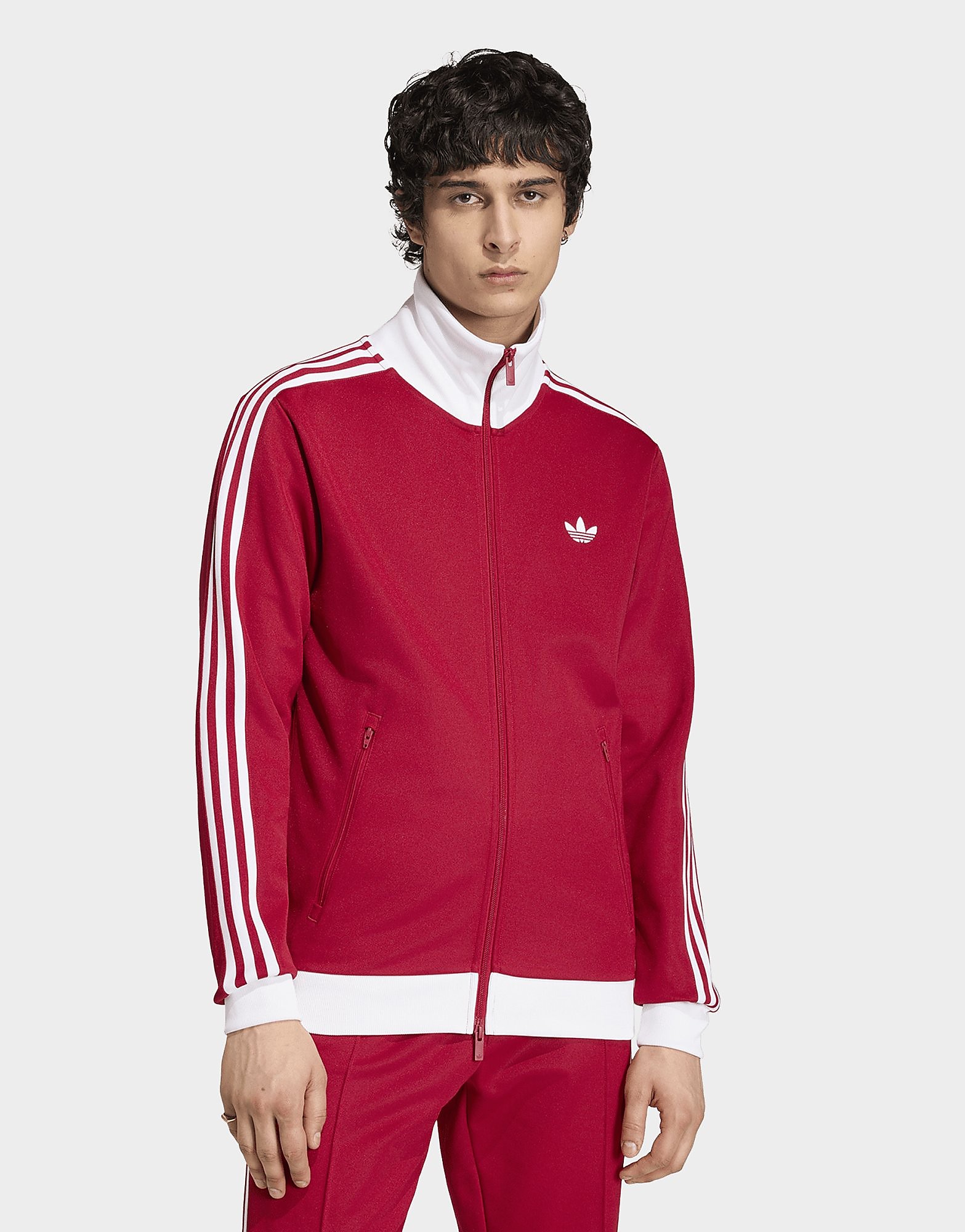 Adidas Uomo Rosso Beckenbauer Track Top - Top Da Pista - Taglia L - Jersey Di Cotone - Immagine 5