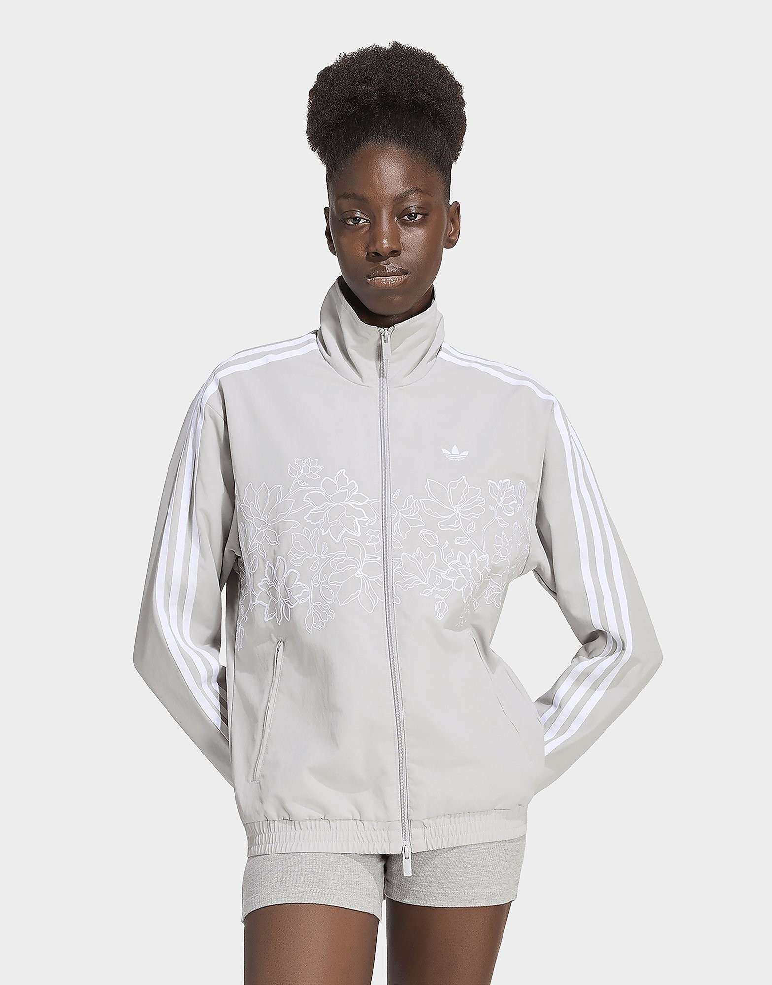 Womens adidas Giacca Da Allenamento A Vestibilità Ampia Firebird Gfx A Fiori - Grigio, grigio