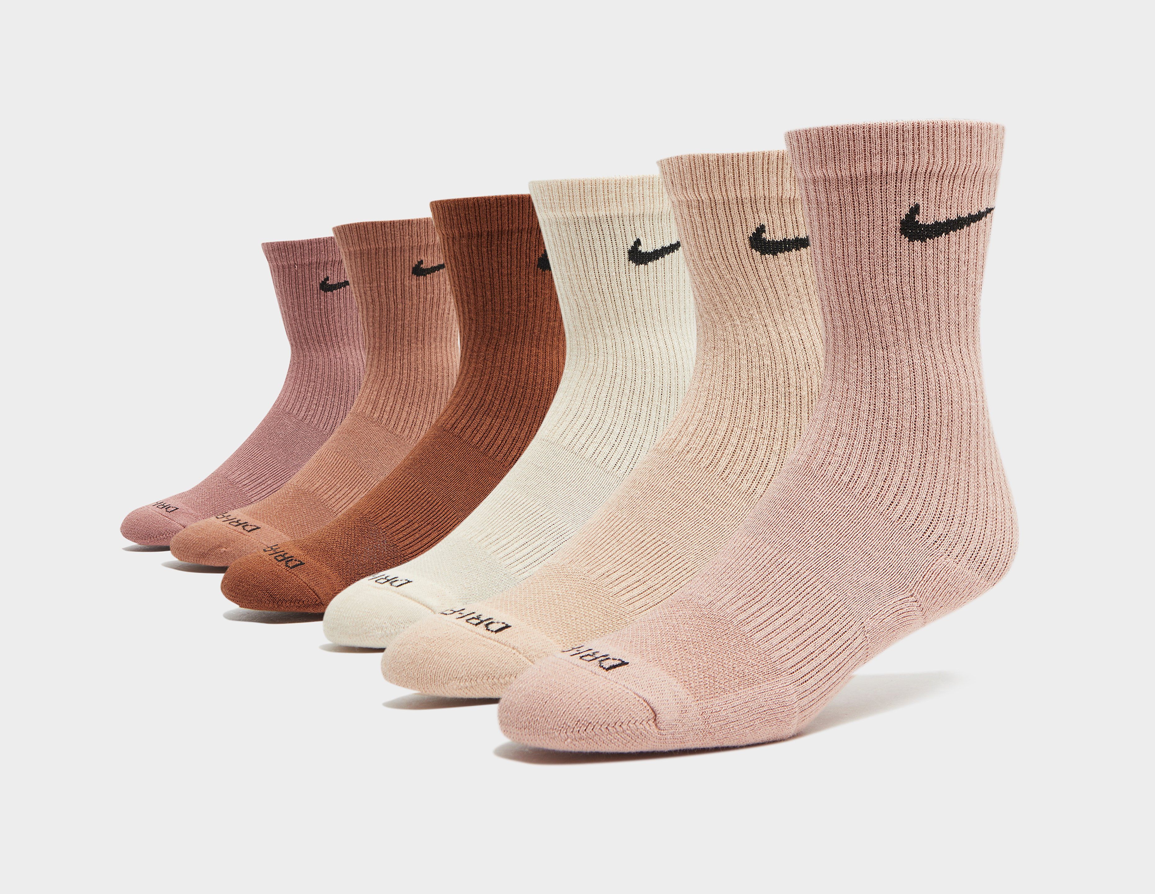 Nike pack de 6 calcetines Everyday Cushioned Training Crew, marrón