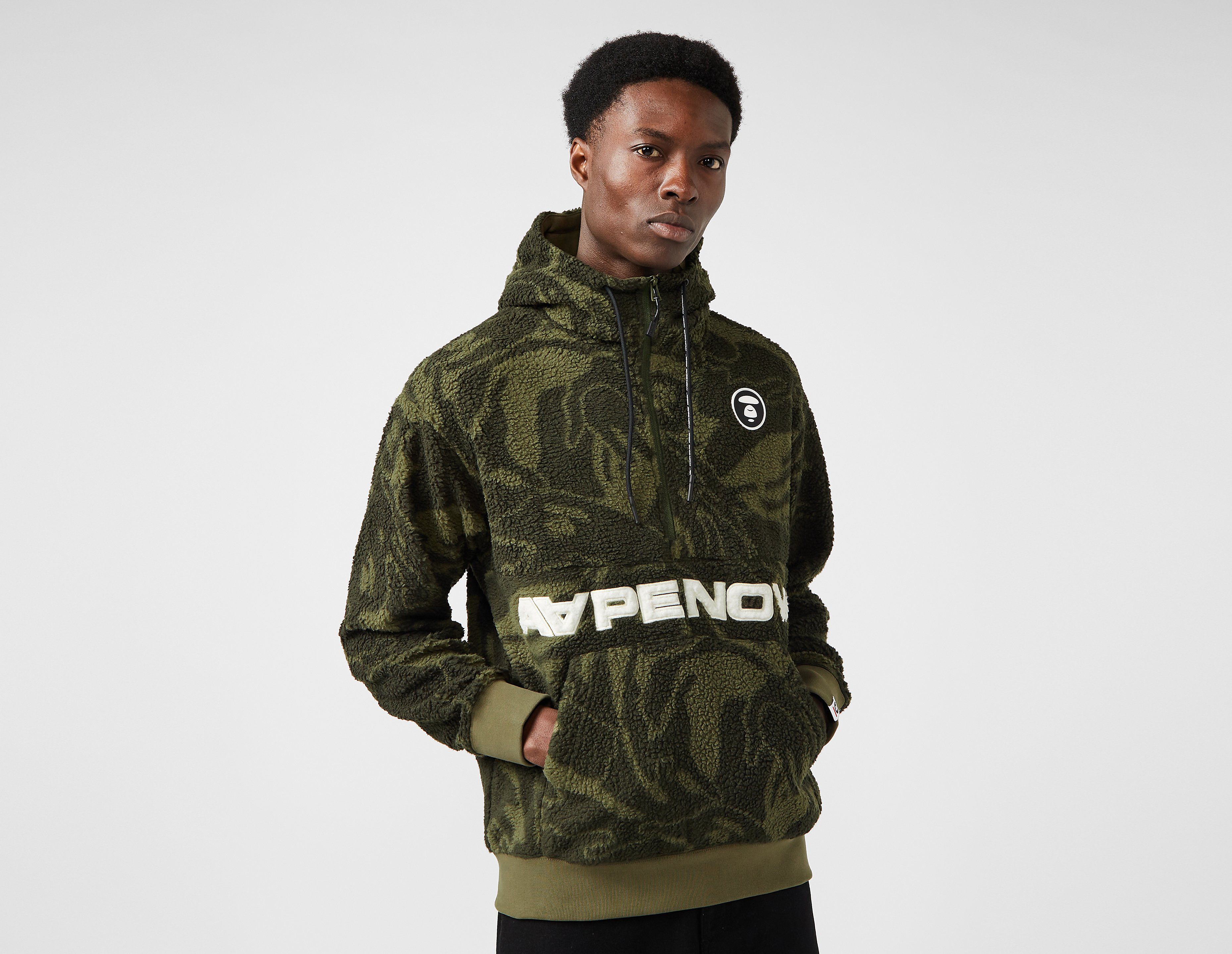 AAPE By A Bathing Ape Badge Fleece Hoodie, Green