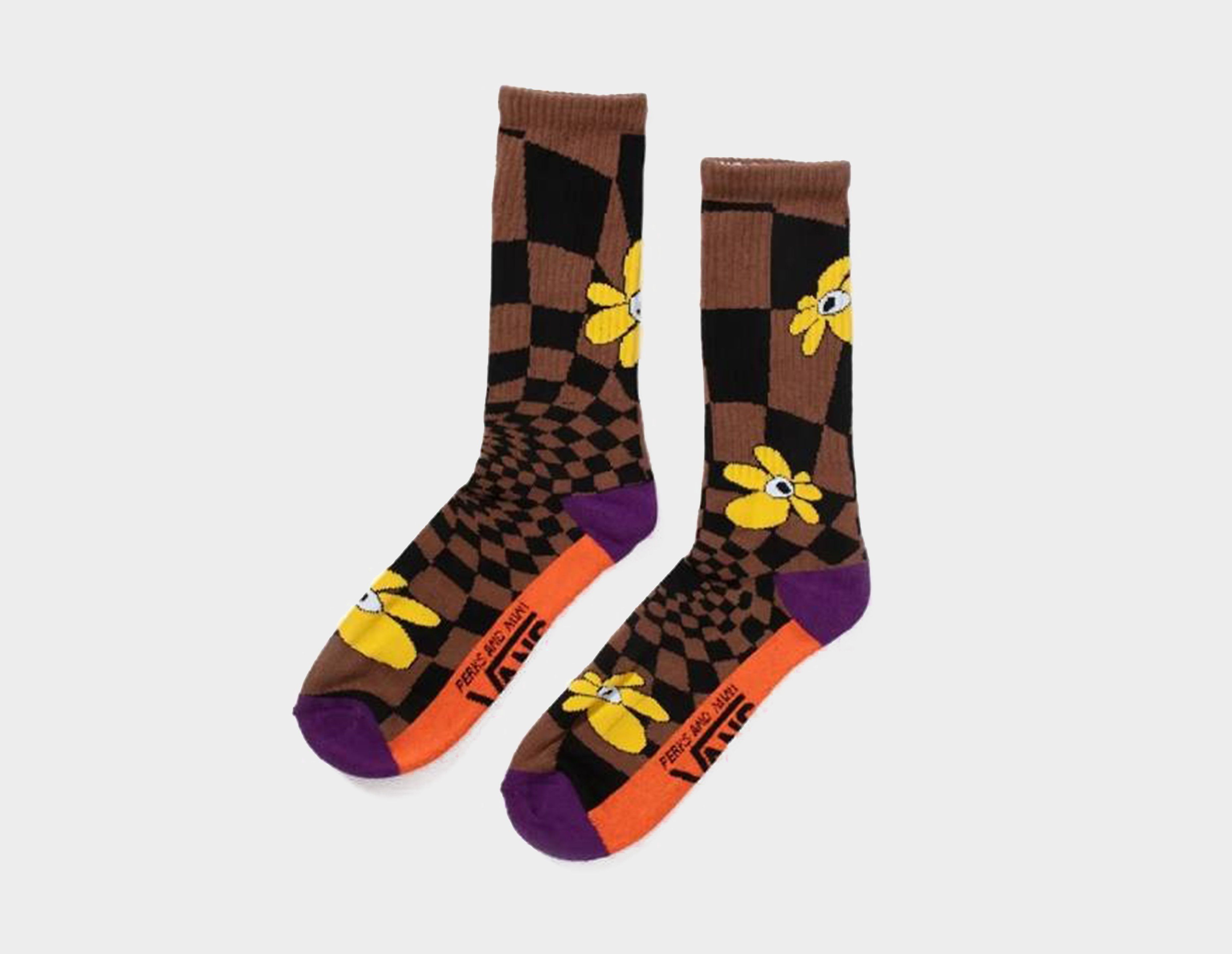 Vans x Perks & Mini Spiral Checker Crew Socks, marrón