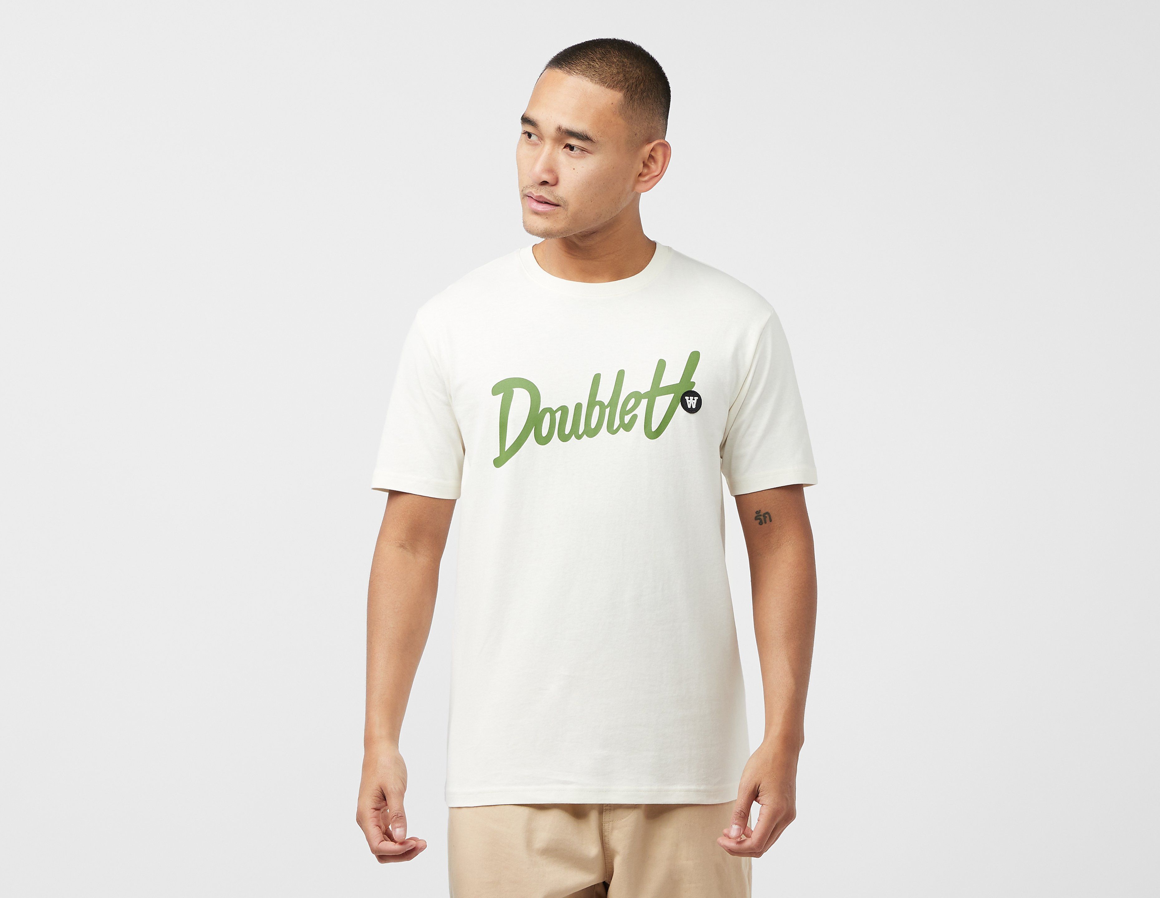 Double A by Wood Wood Ace Script T-Shirt, Ecru