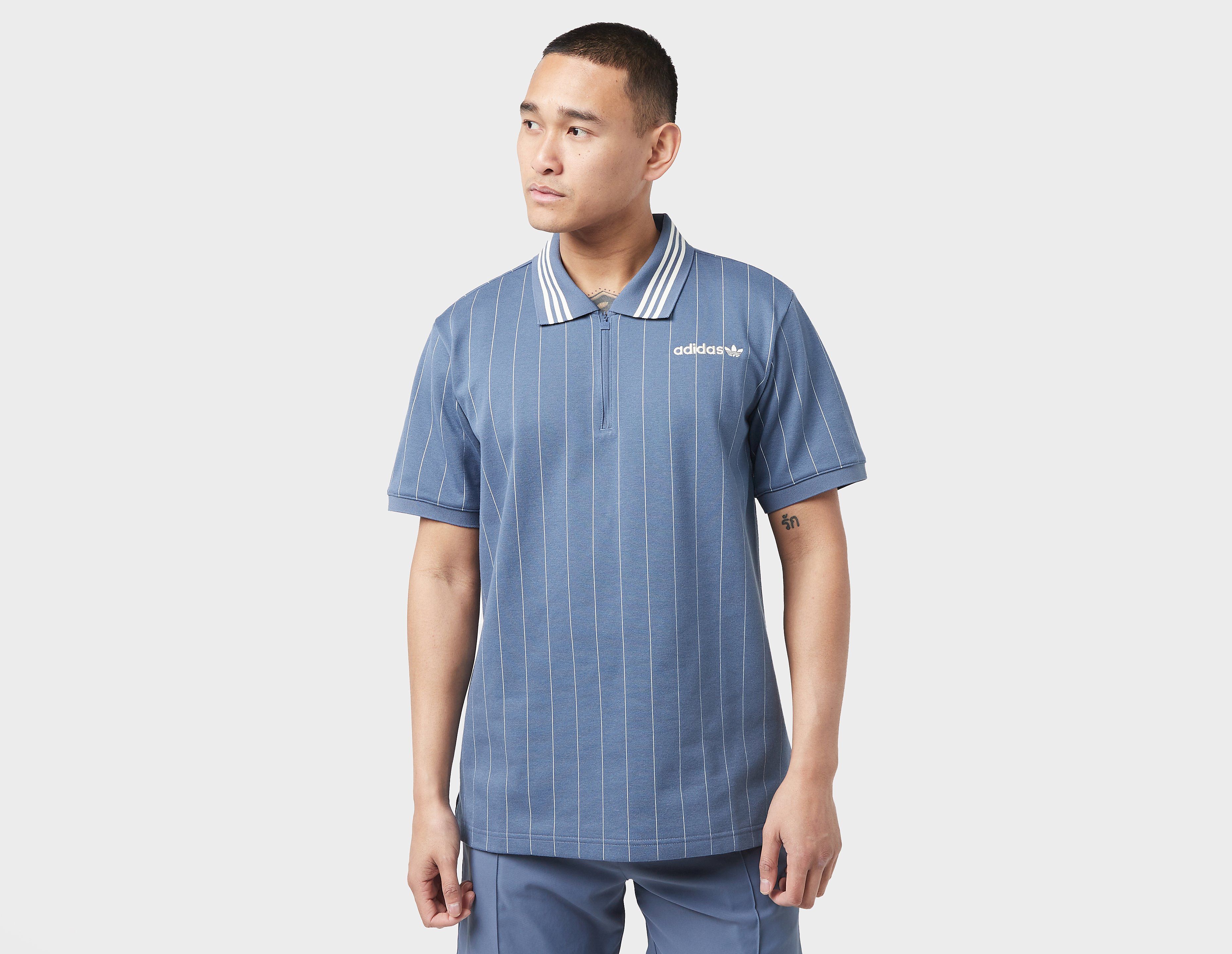Adidas Originals Premium Zip Polo Shirt, Blue